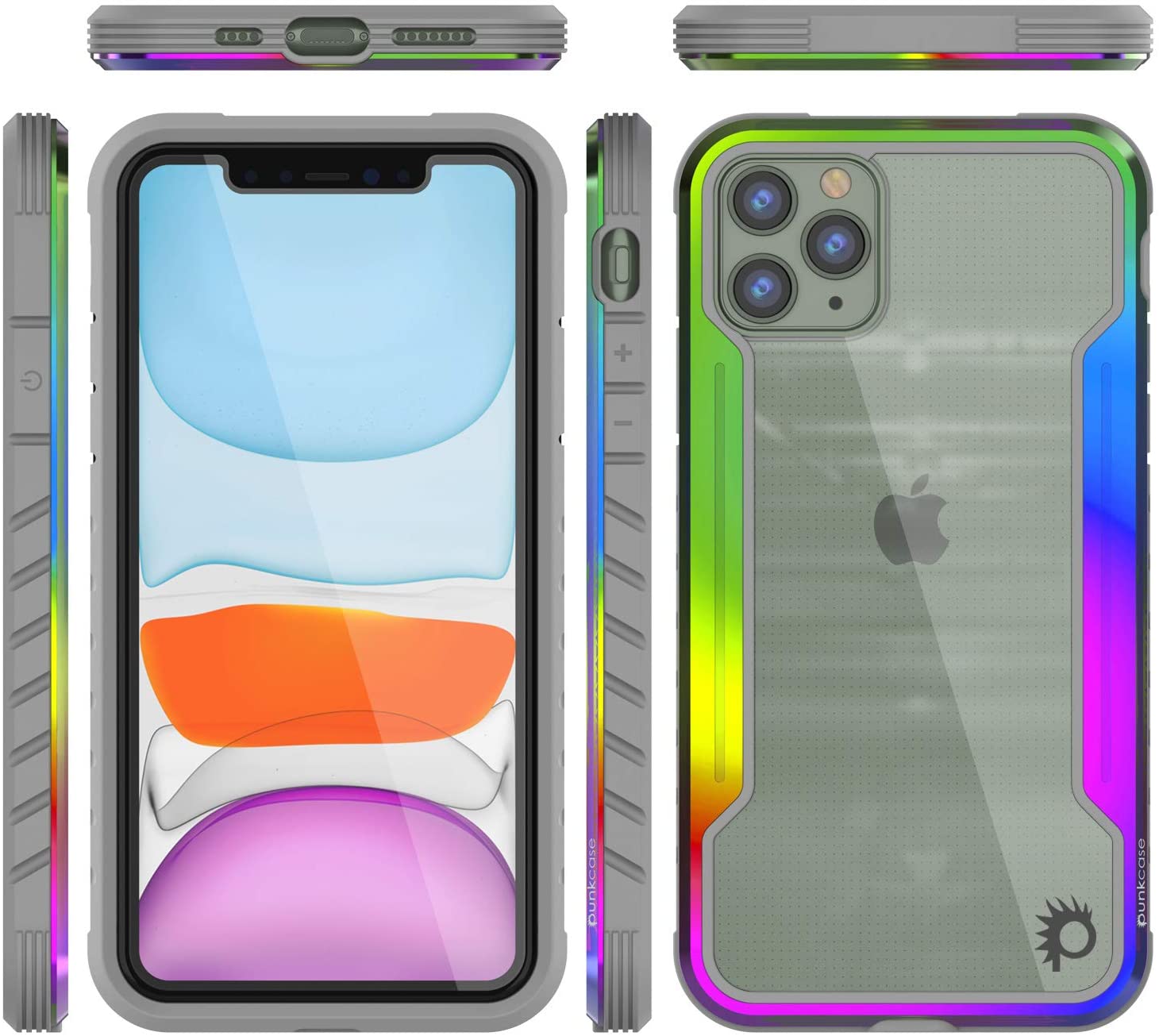 Capa protetora Punkcase iPhone 12 Pro Ravenger de Grau Militar Multicamada [Arco-íris]