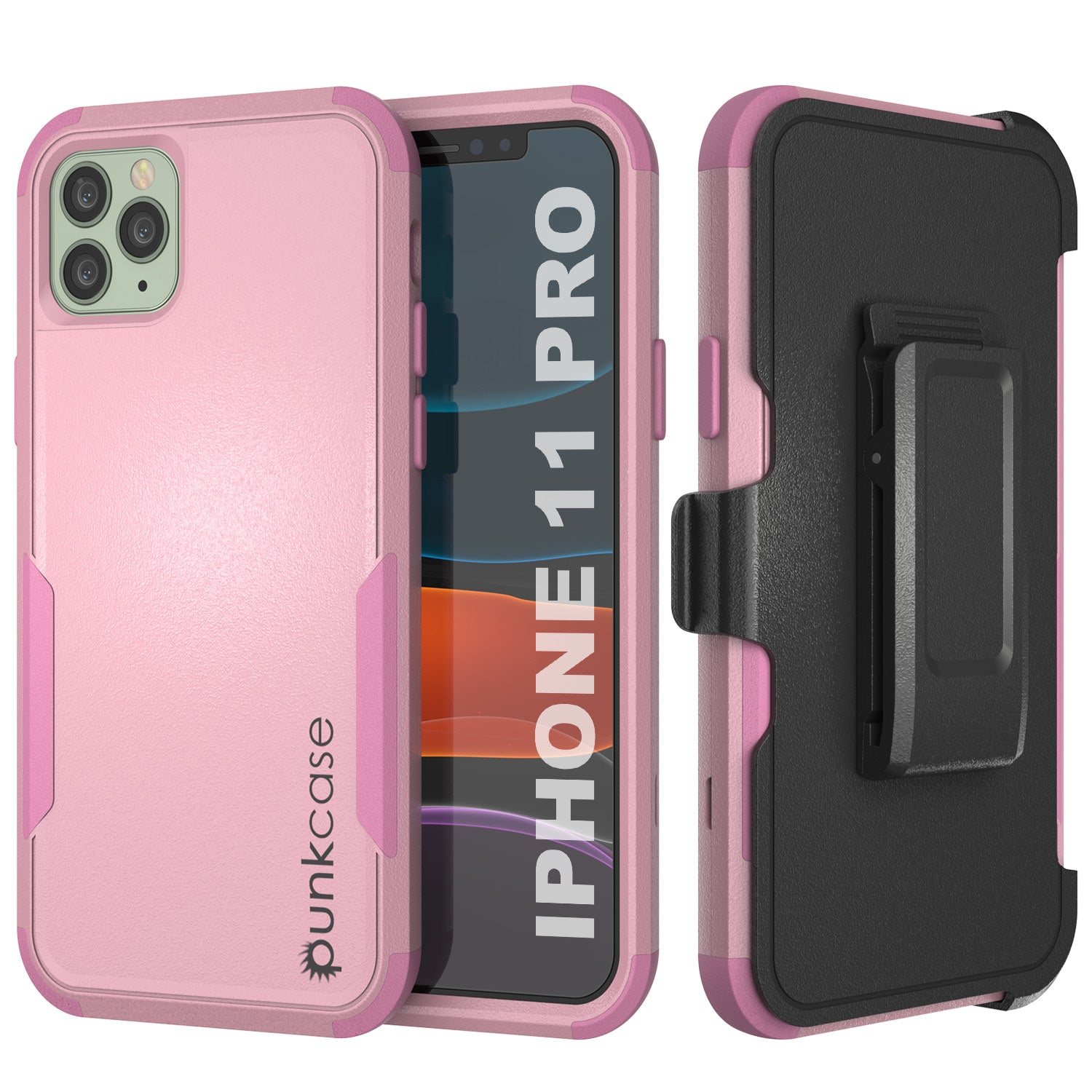 Capa Punkcase para iPhone 11 Pro com clipe de cinto e camada múltipla [Série Patron] [Rosa]