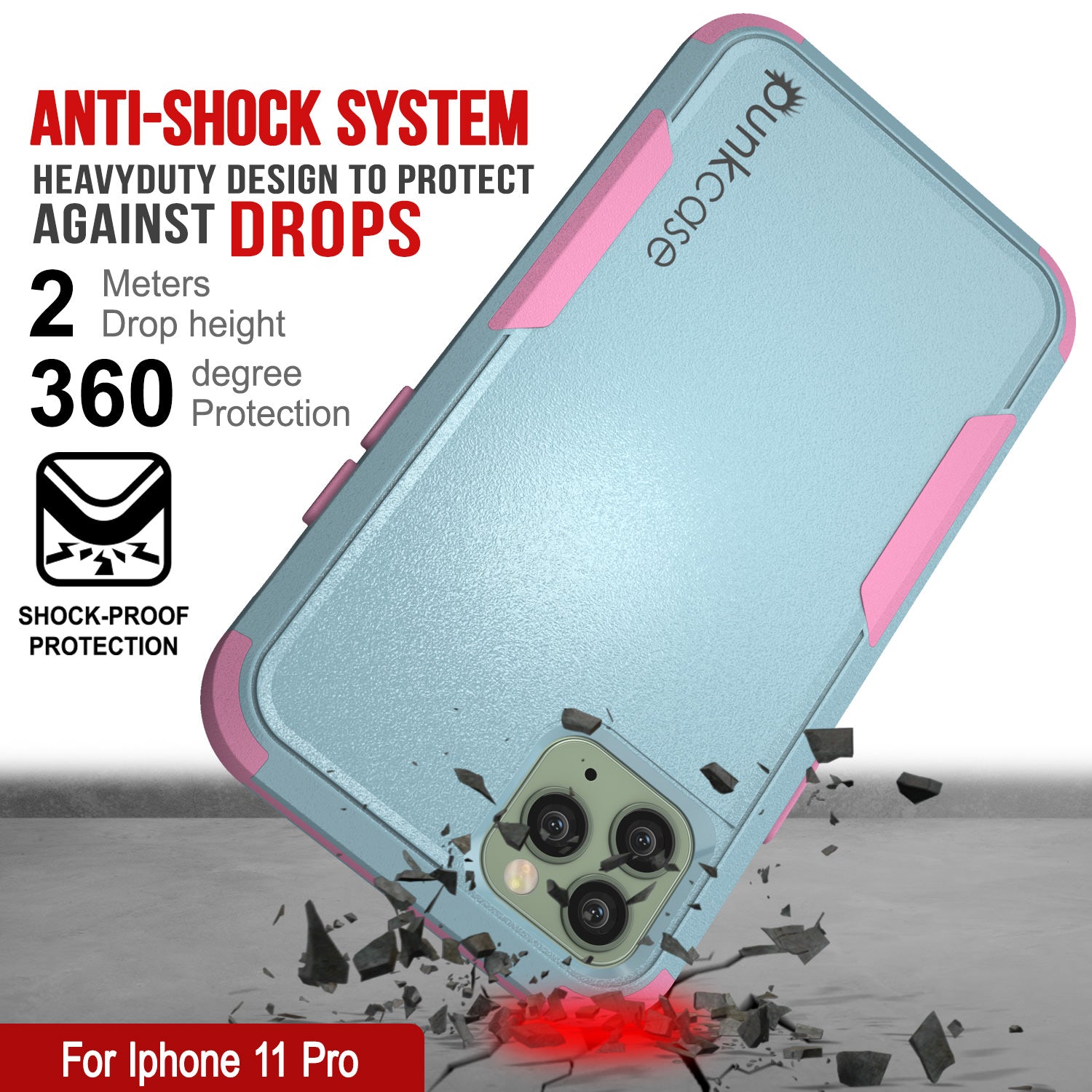 Punkcase for iPhone 11 Pro Belt Clip Multilayer Holster Case [Patron Series] [Mint-Pink] (Color in image: Mint)