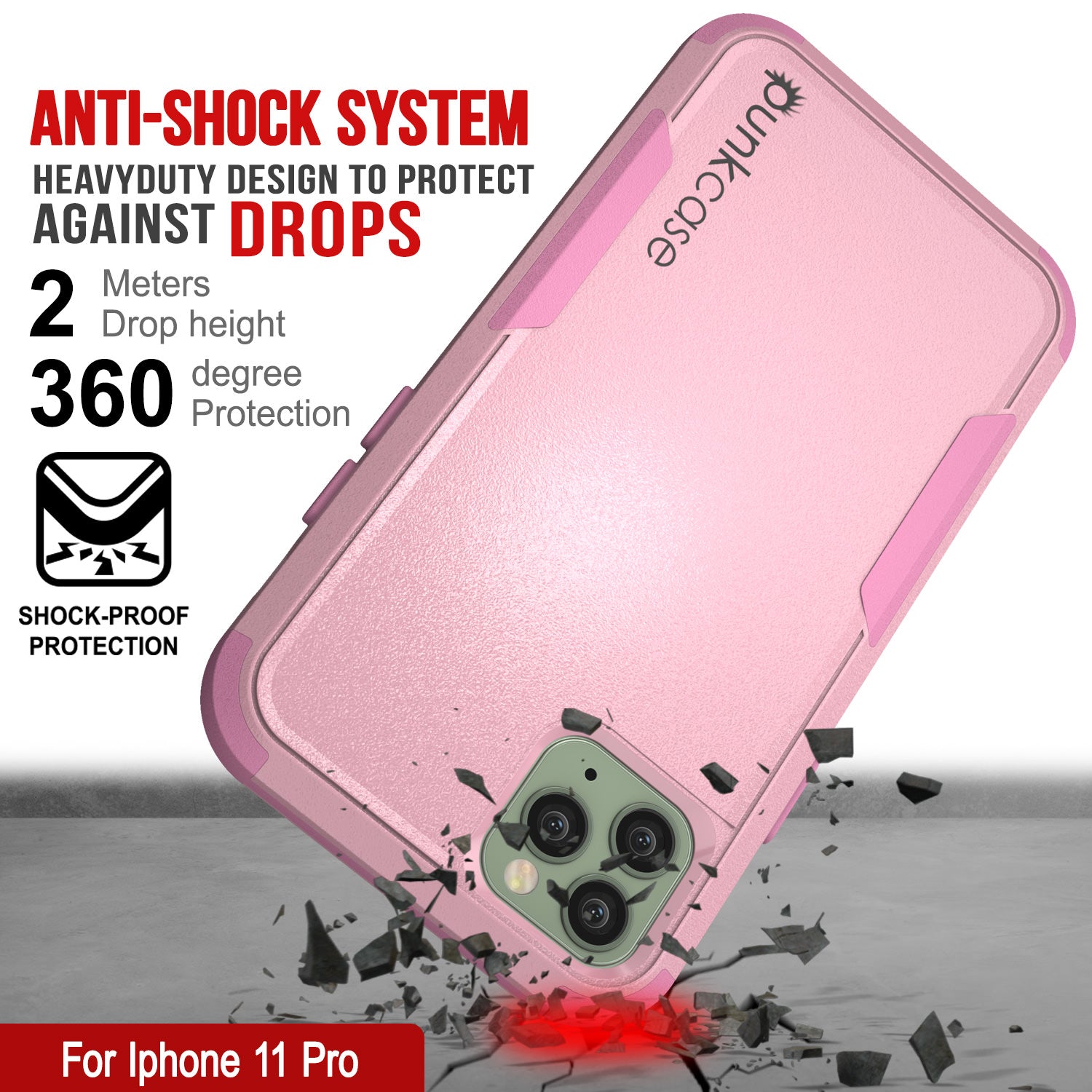 Punkcase for iPhone 11 Pro Belt Clip Multilayer Holster Case [Patron Series] [Pink] (Color in image: Navy)
