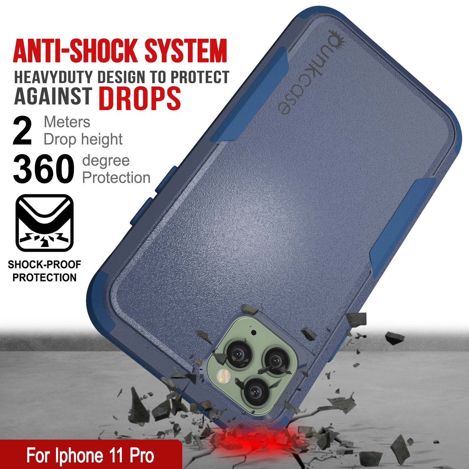 Punkcase for iPhone 11 Pro Belt Clip Multilayer Holster Case [Patron Series] [Navy] (Color in image: Pink)
