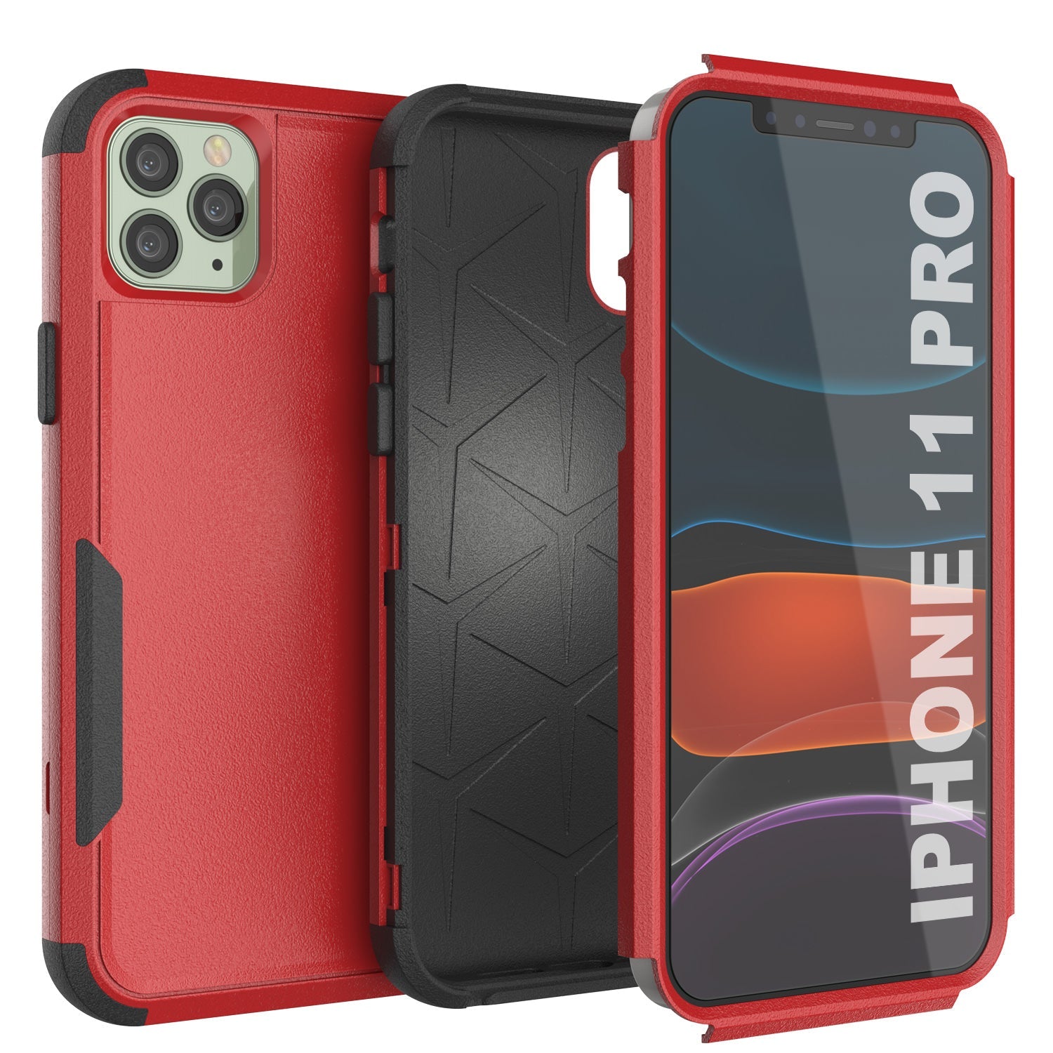 Punkcase for iPhone 11 Pro Belt Clip Multilayer Holster Case [Patron Series] [Red-Black]