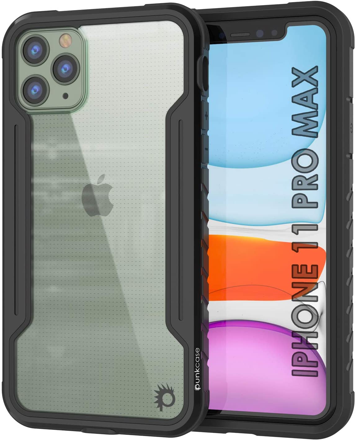 Capa protetora Punkcase iPhone 12 Pro Max Ravenser de Grau Militar Multicamadas [Preto]