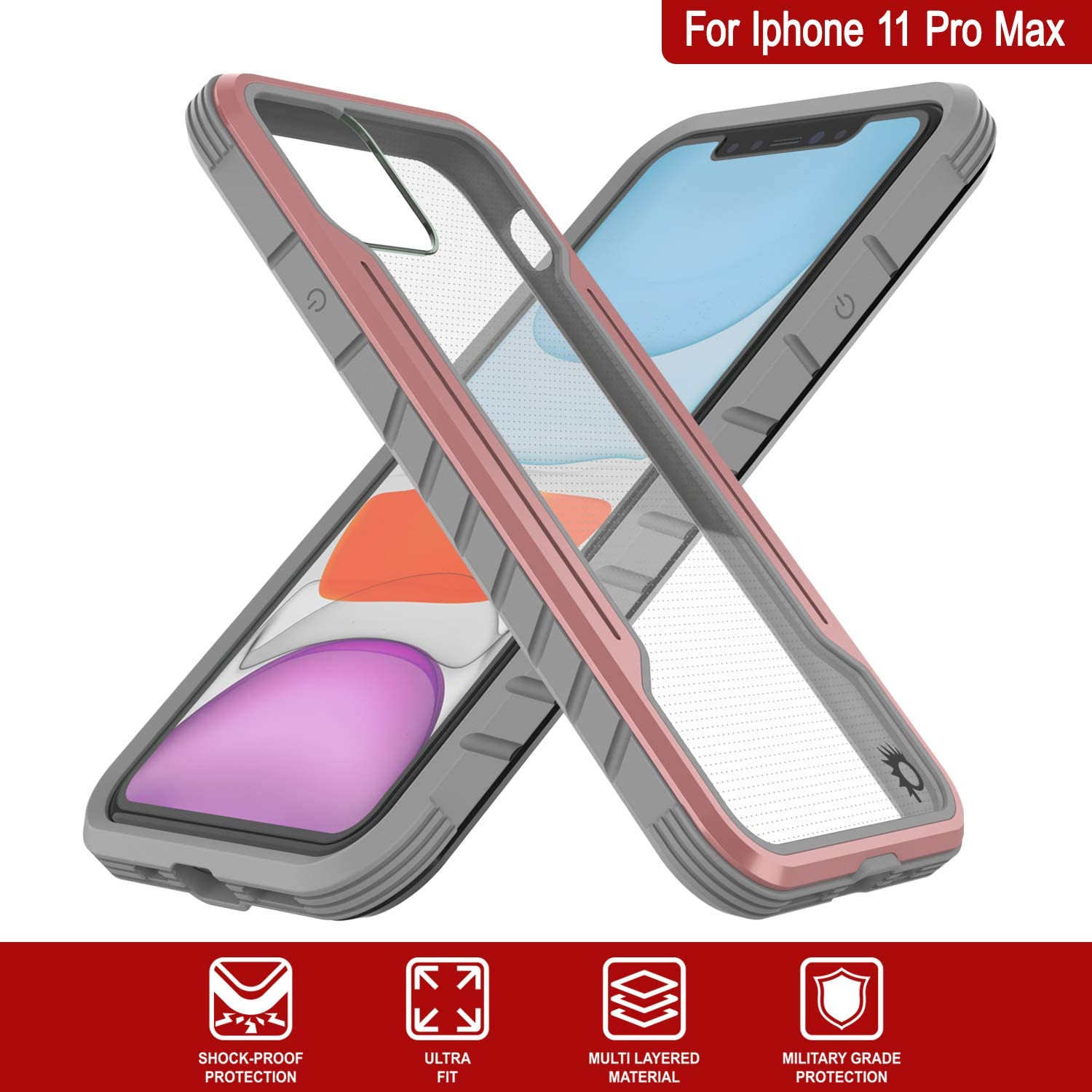 Capa de proteção militar Punkcase iPhone 12 Pro Max Ravenger Camada Múltipla [Rose-Gold]
