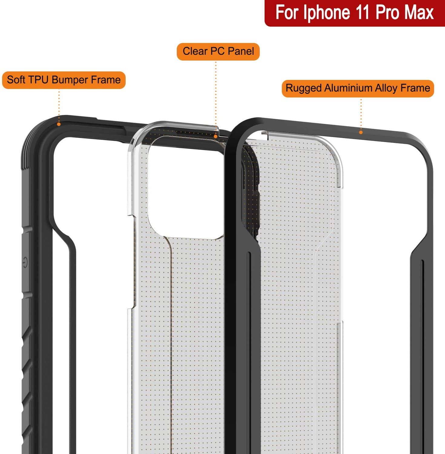 Capa protetora Punkcase iPhone 12 Pro Max Ravenser de Grau Militar Multicamadas [Preto]
