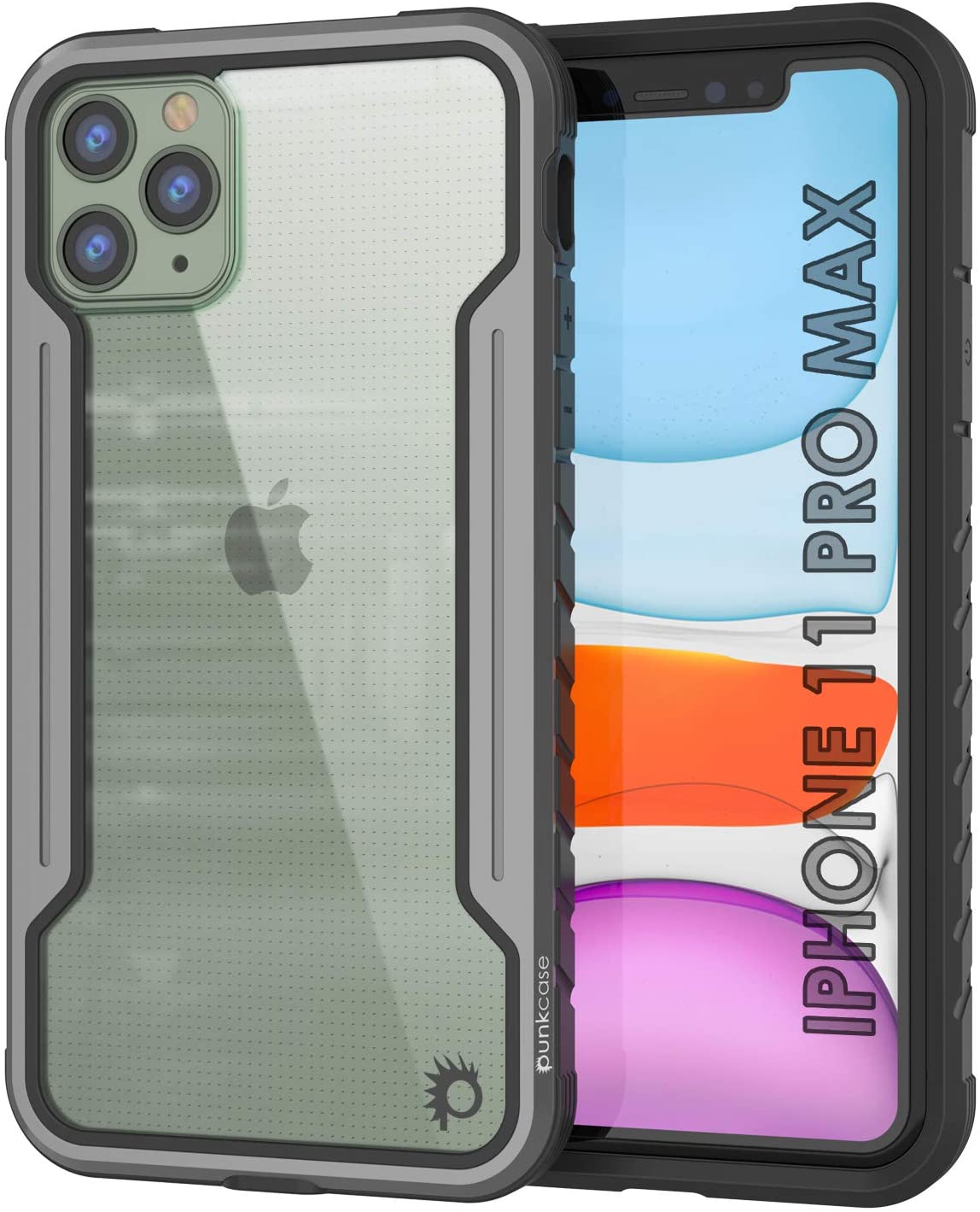 Capa protetora Punkcase para iPhone 11 Pro Max Ravenger - Grau-Preto. Cover de camada militar de proteção de grau militar.