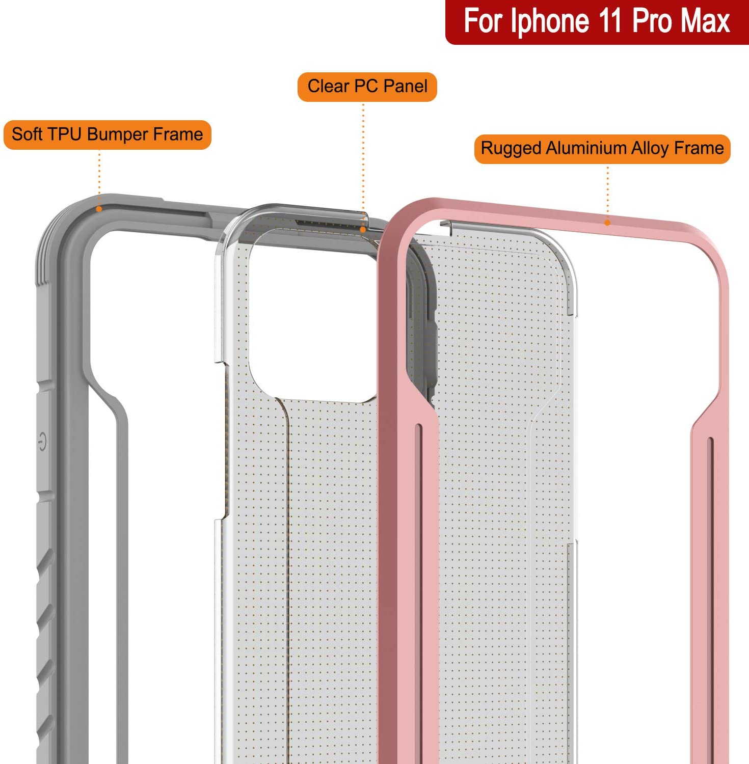 Capa de proteção Punkcase iPhone 11 Pro Max Ravenger de Grau Militar Multicamada [Ouro Rosa]