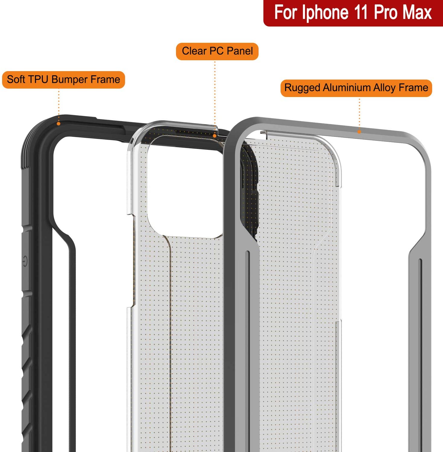Capa protetora Punkcase para iPhone 11 Pro Max Ravenger - Grau-Preto. Cover de camada militar de proteção de grau militar.