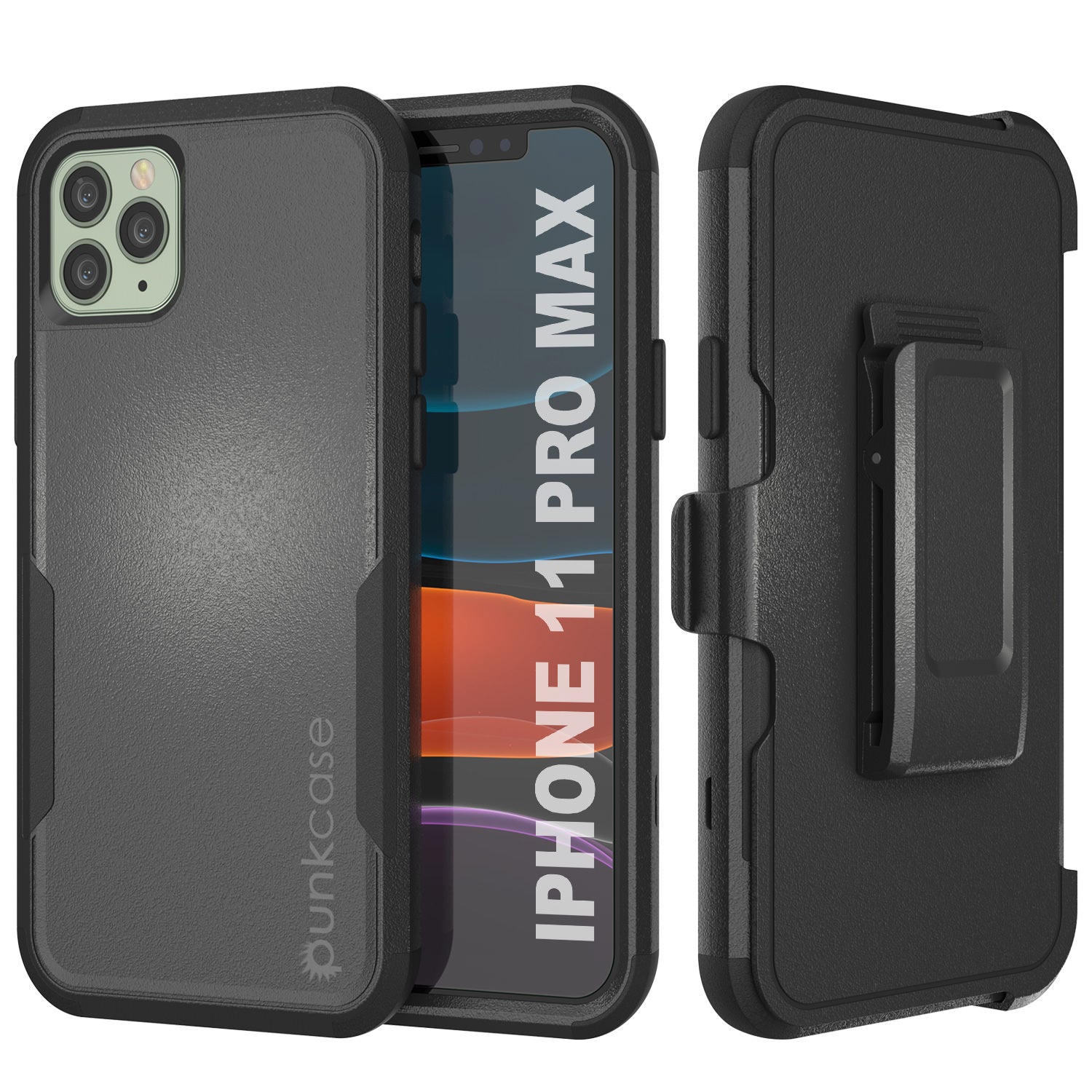 Capa Punkcase para iPhone 11 Pro Max com suporte para cinto, multicamadas [Série Patron] [Preto]
