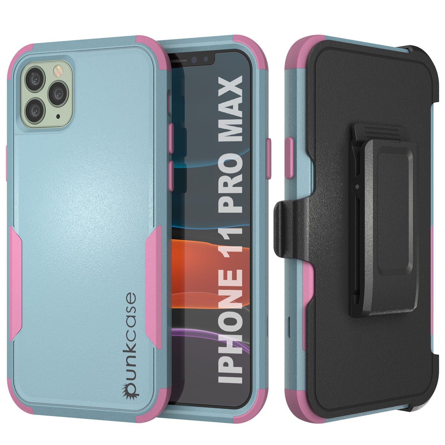 Capa Punkcase para iPhone 11 Pro Max com Clipe de Cinto e Bolsa Multicamada [Série Patron] [Menta-Rosa]