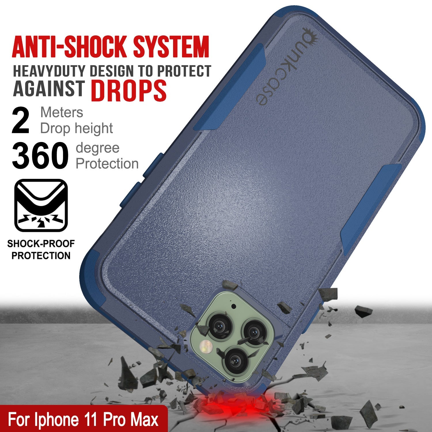 Punkcase for iPhone 11 Pro Max Belt Clip Multilayer Holster Case [Patron Series] [Navy] (Color in image: Pink)