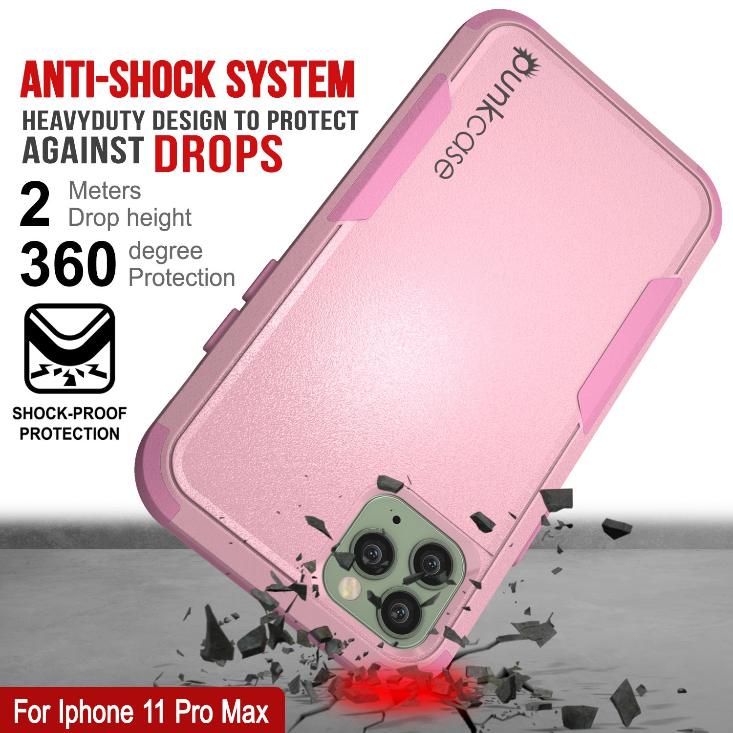 Punkcase for iPhone 11 Pro Max Belt Clip Multilayer Holster Case [Patron Series] [Pink] (Color in image: Navy)