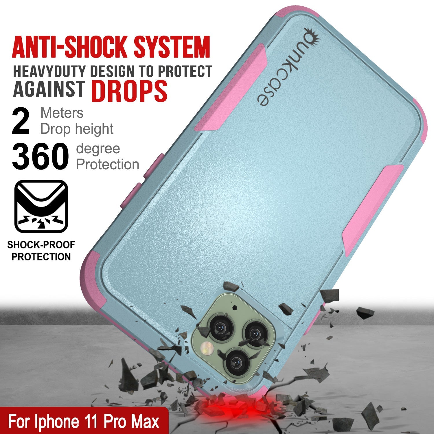 Punkcase for iPhone 11 Pro Max Belt Clip Multilayer Holster Case [Patron Series] [Mint-Pink] (Color in image: Mint)