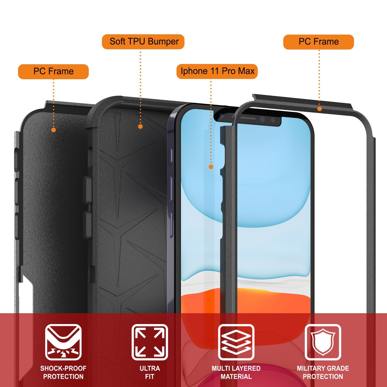 Punkcase for iPhone 11 Pro Max Belt Clip Multilayer Holster Case [Patron Series] [Black] (Color in image: Mint)