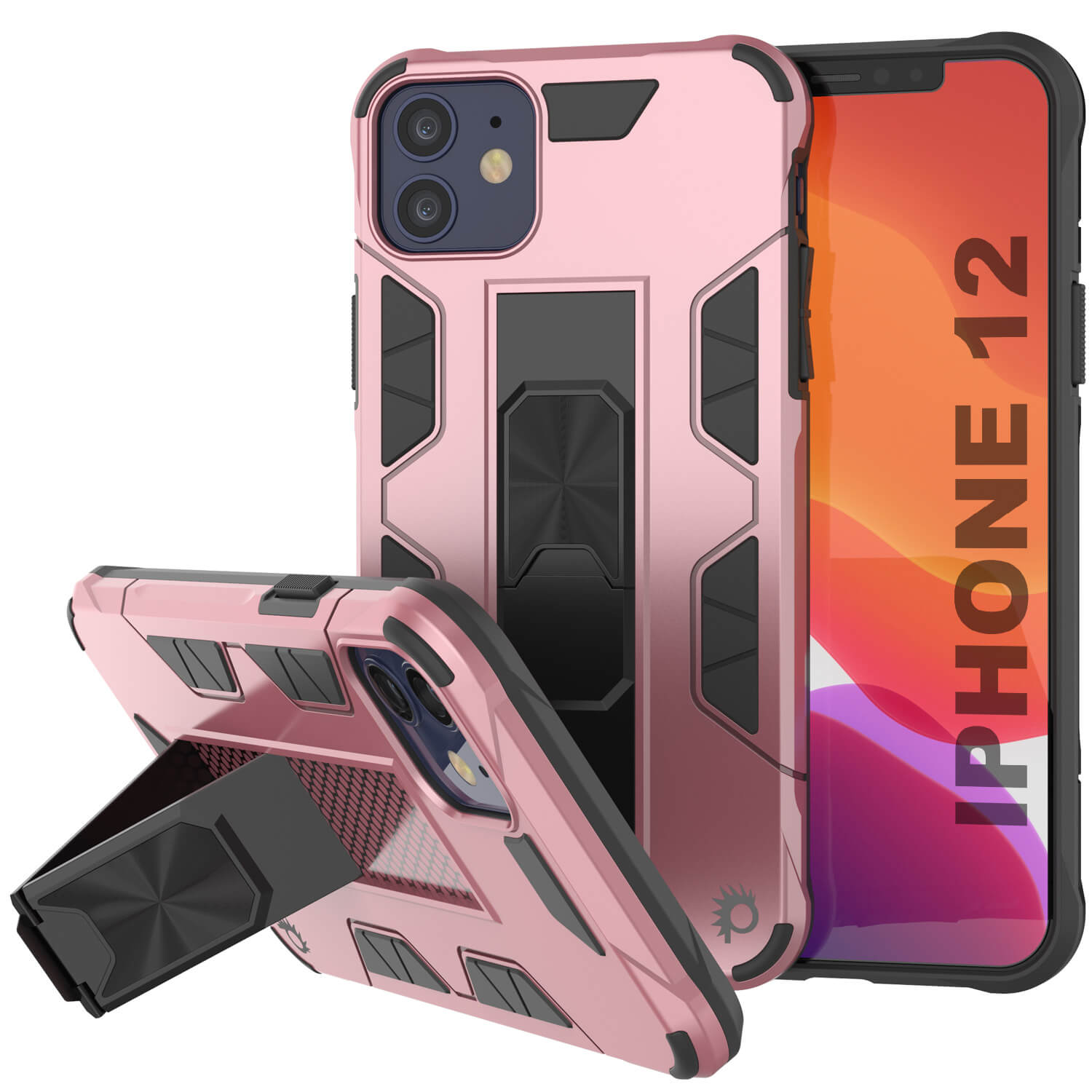 Capa Punkcase para iPhone 12 [Série ArmorShield] Capa Protetora Estilo Militar de Dupla Camada em Cor de Rosa Dourado