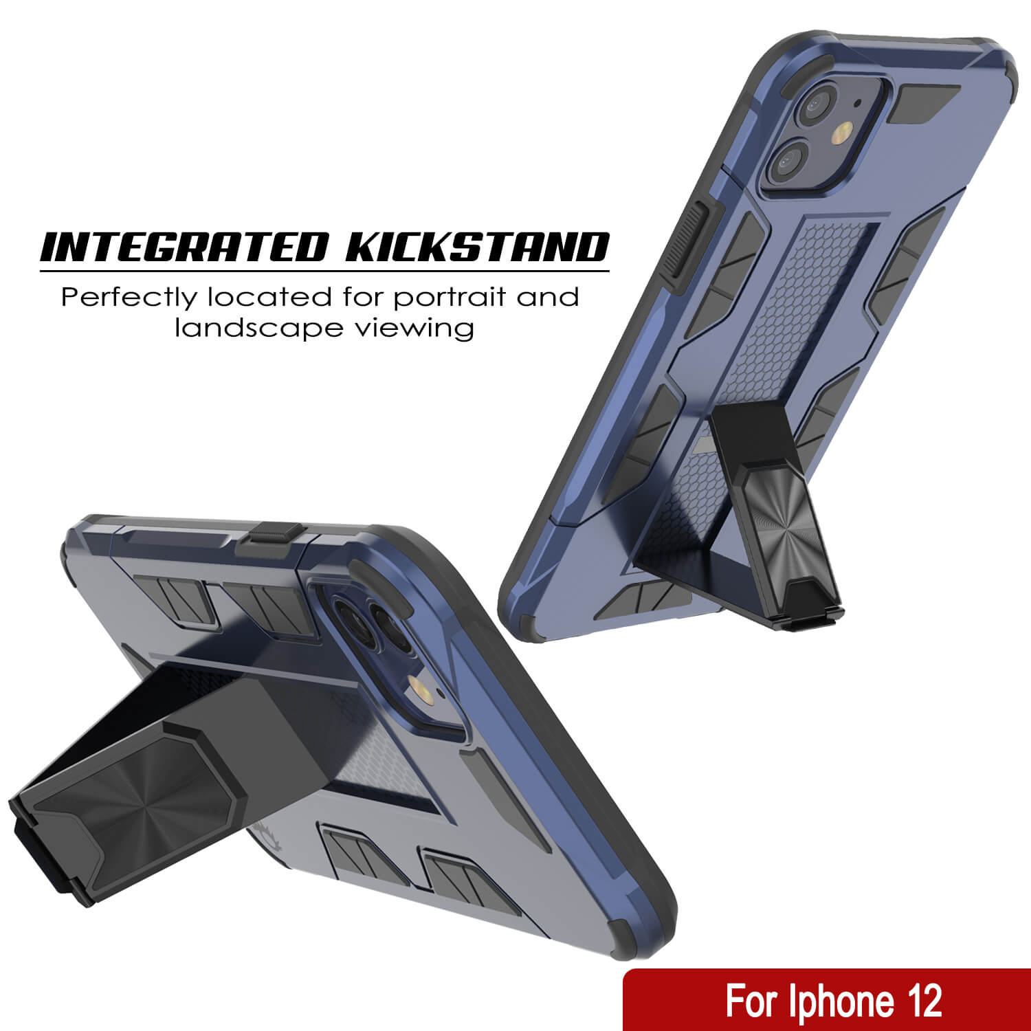 Capa Punkcase para iPhone 12 [Série ArmorShield] Estilo Militar Protetora de Duas Camadas em Azul-Marinho