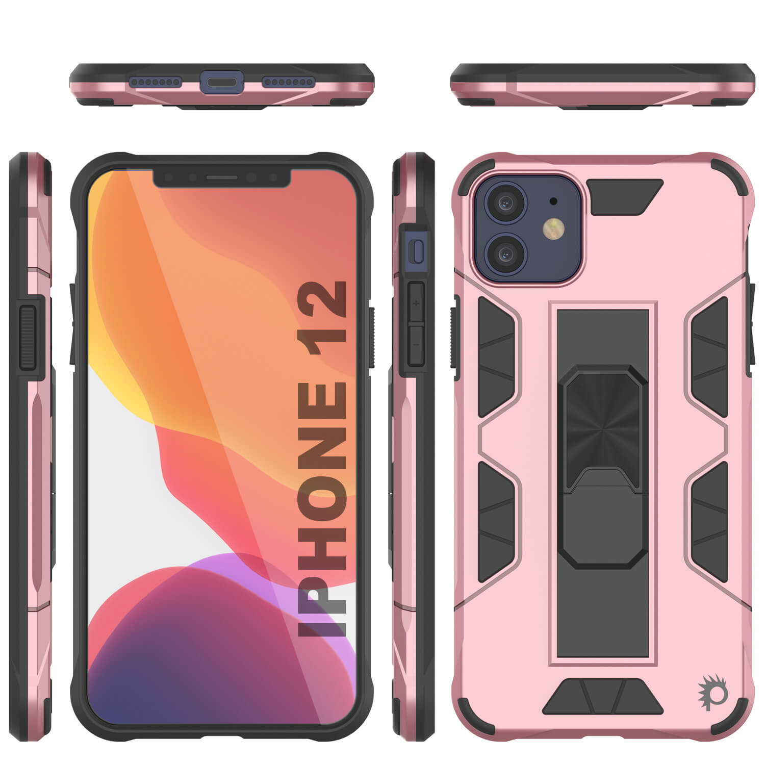 Capa Punkcase para iPhone 12 [Série ArmorShield] Capa Protetora Estilo Militar de Dupla Camada em Cor de Rosa Dourado