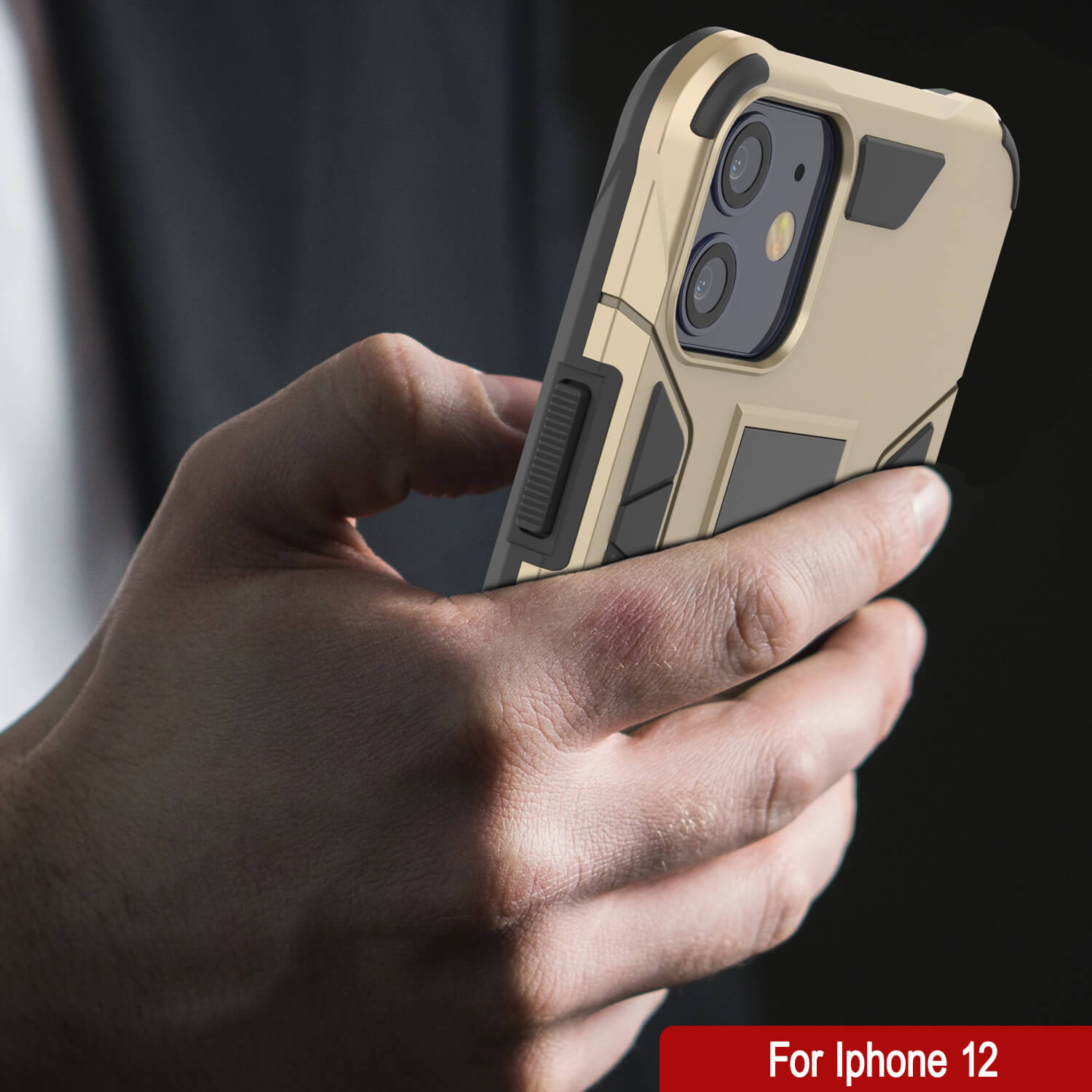 Capa Punkcase para iPhone 12 [Série ArmorShield] Capa de Dupla Camada Protetora Estilo Militar Dourado