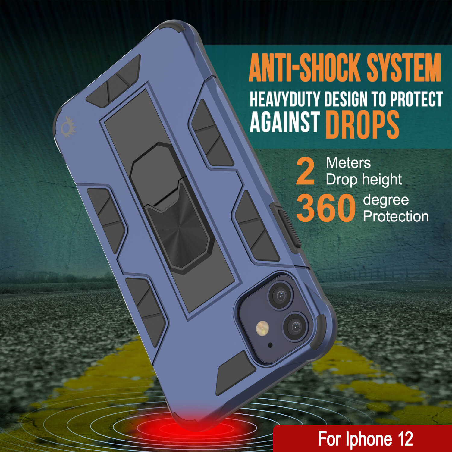 Capa Punkcase para iPhone 12 [Série ArmorShield] Estilo Militar Protetora de Duas Camadas em Azul-Marinho