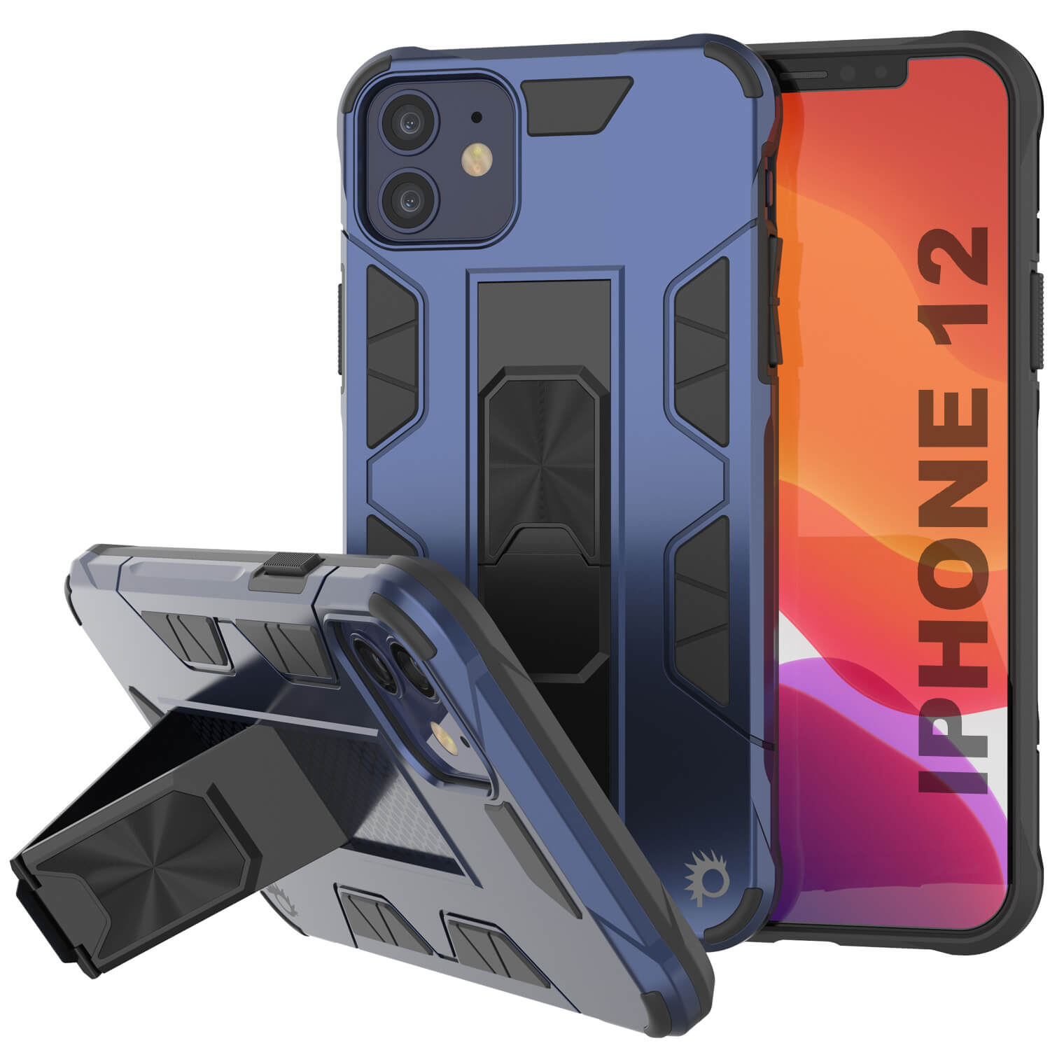 Capa Punkcase para iPhone 12 [Série ArmorShield] Estilo Militar Protetora de Duas Camadas em Azul-Marinho