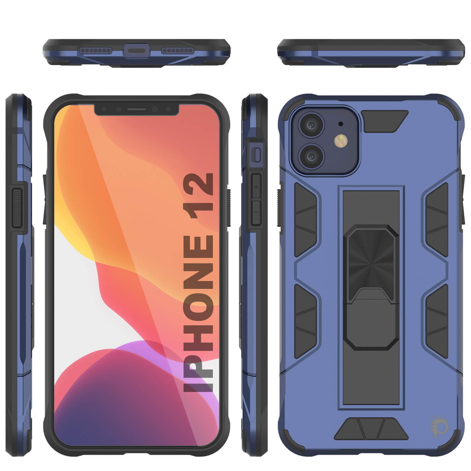 Capa Punkcase para iPhone 12 [Série ArmorShield] Estilo Militar Protetora de Duas Camadas em Azul-Marinho
