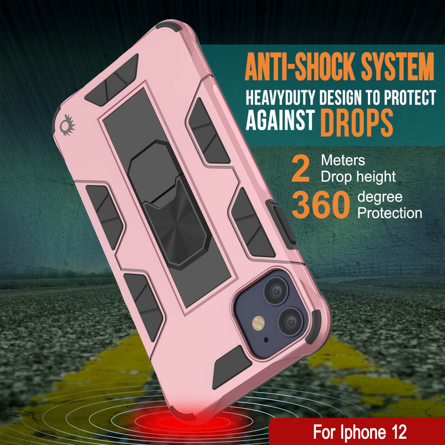 Capa Punkcase para iPhone 12 [Série ArmorShield] Capa Protetora Estilo Militar de Dupla Camada em Cor de Rosa Dourado