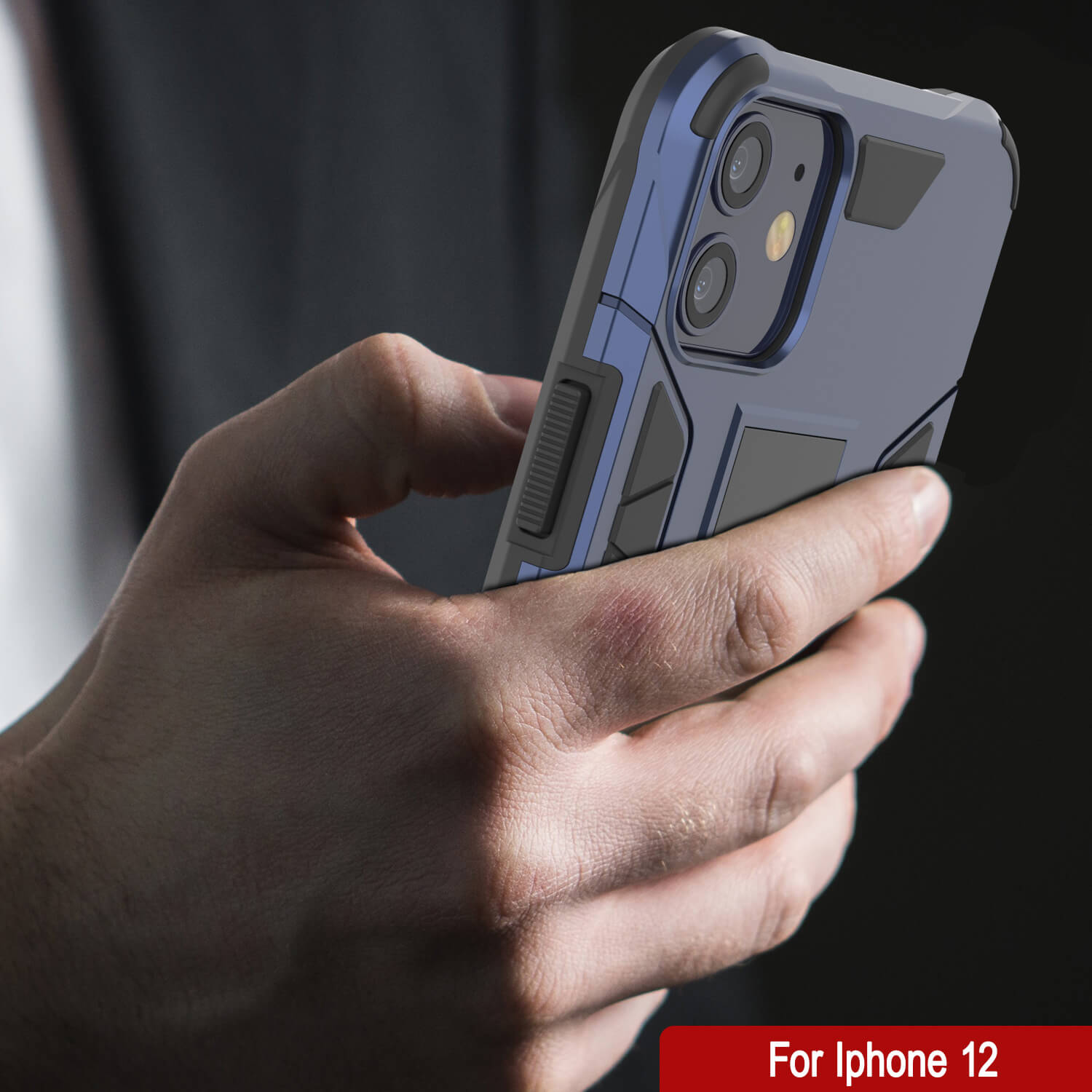 Capa Punkcase para iPhone 12 [Série ArmorShield] Estilo Militar Protetora de Duas Camadas em Azul-Marinho