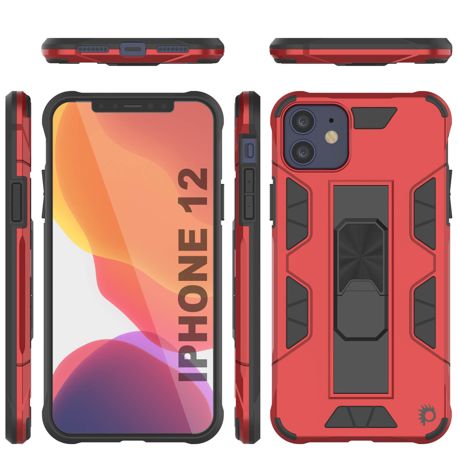 Capa Punkcase iPhone 12 [Série ArmorShield] Estilo Militar Protetora de Dupla Camada Vermelha