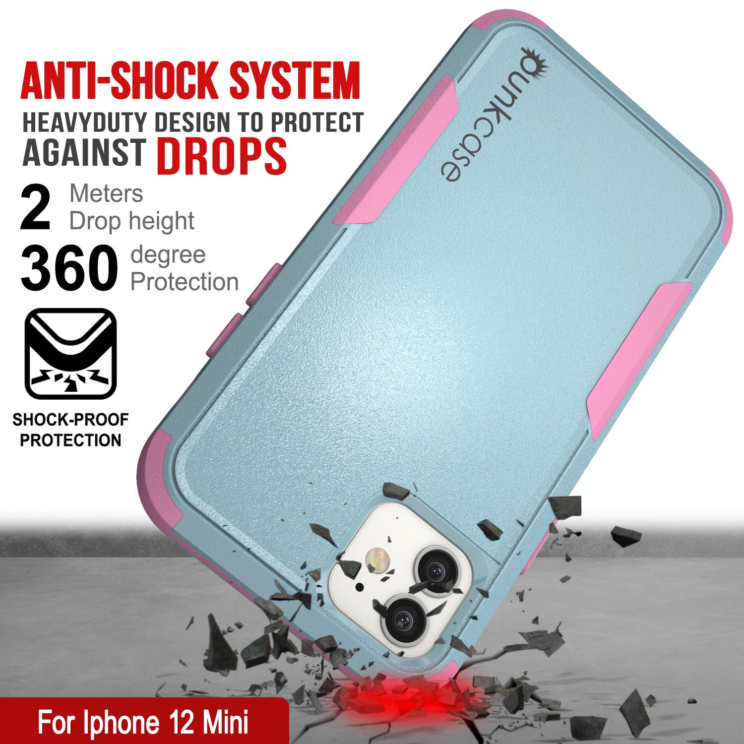 Punkcase for iPhone 12 Mini Belt Clip Multilayer Holster Case [Patron Series] [Mint-Pink] (Color in image: Mint)
