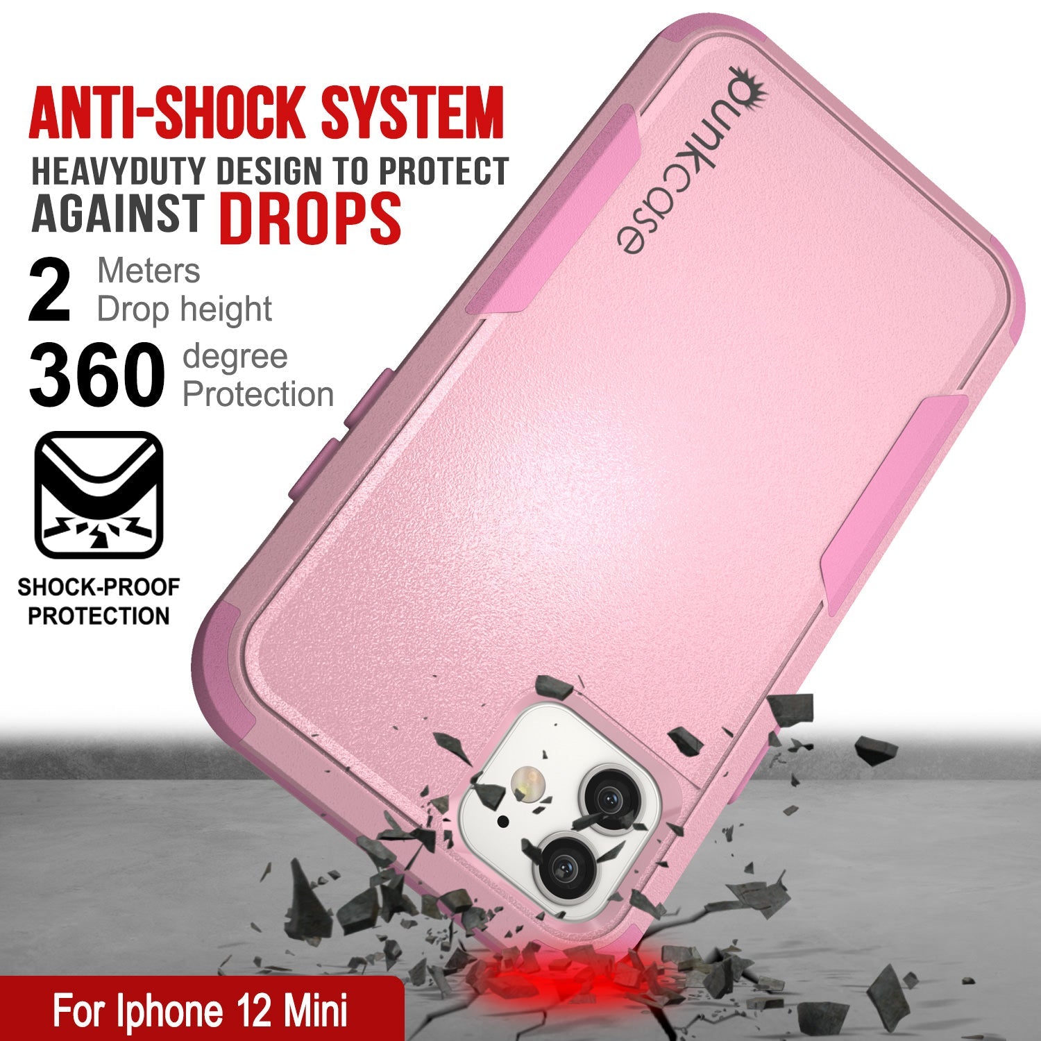 Punkcase for iPhone 12 Mini Belt Clip Multilayer Holster Case [Patron Series] [Pink] (Color in image: Navy)