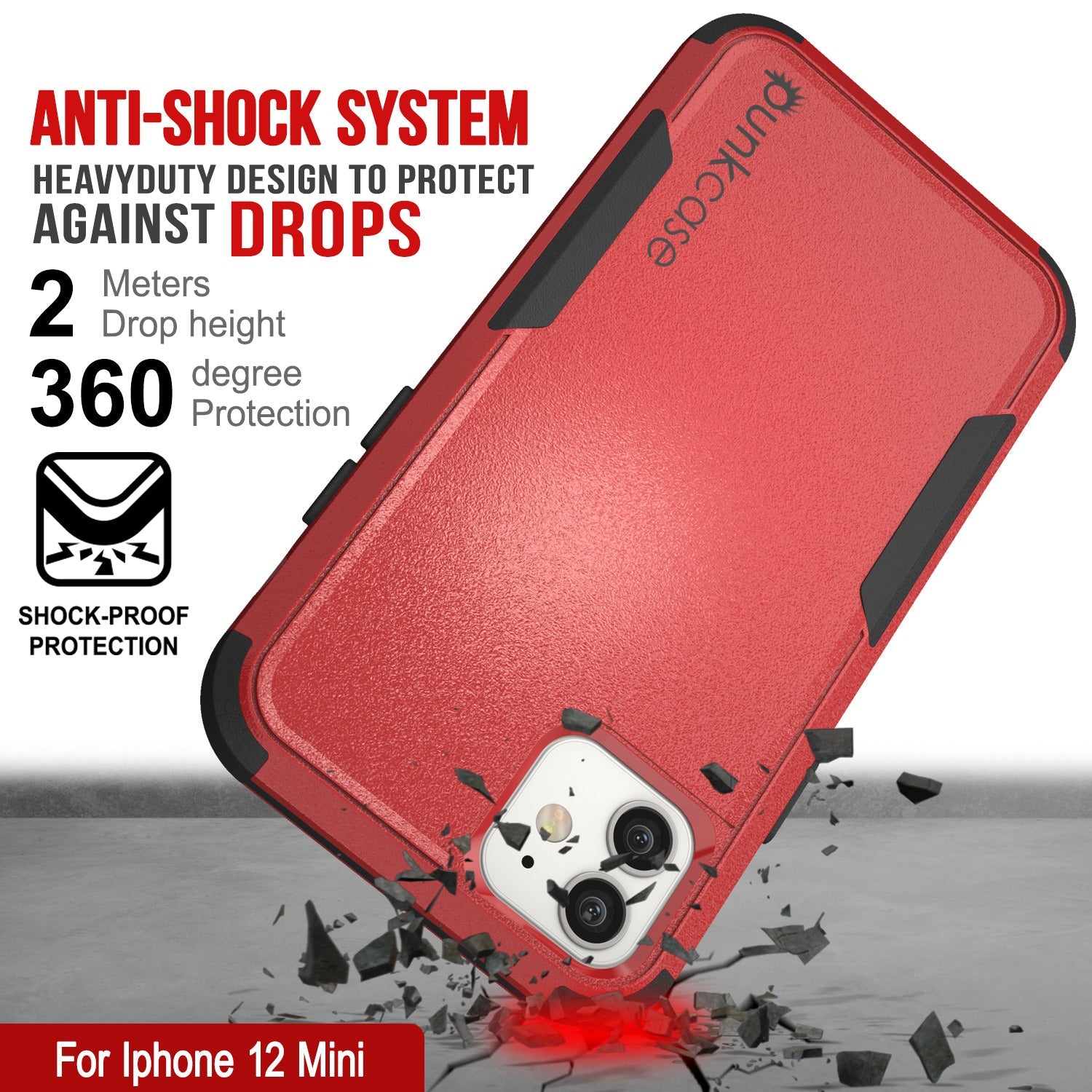 Punkcase for iPhone 12 Mini Belt Clip Multilayer Holster Case [Patron Series] [Red-Black] (Color in image: Pink)