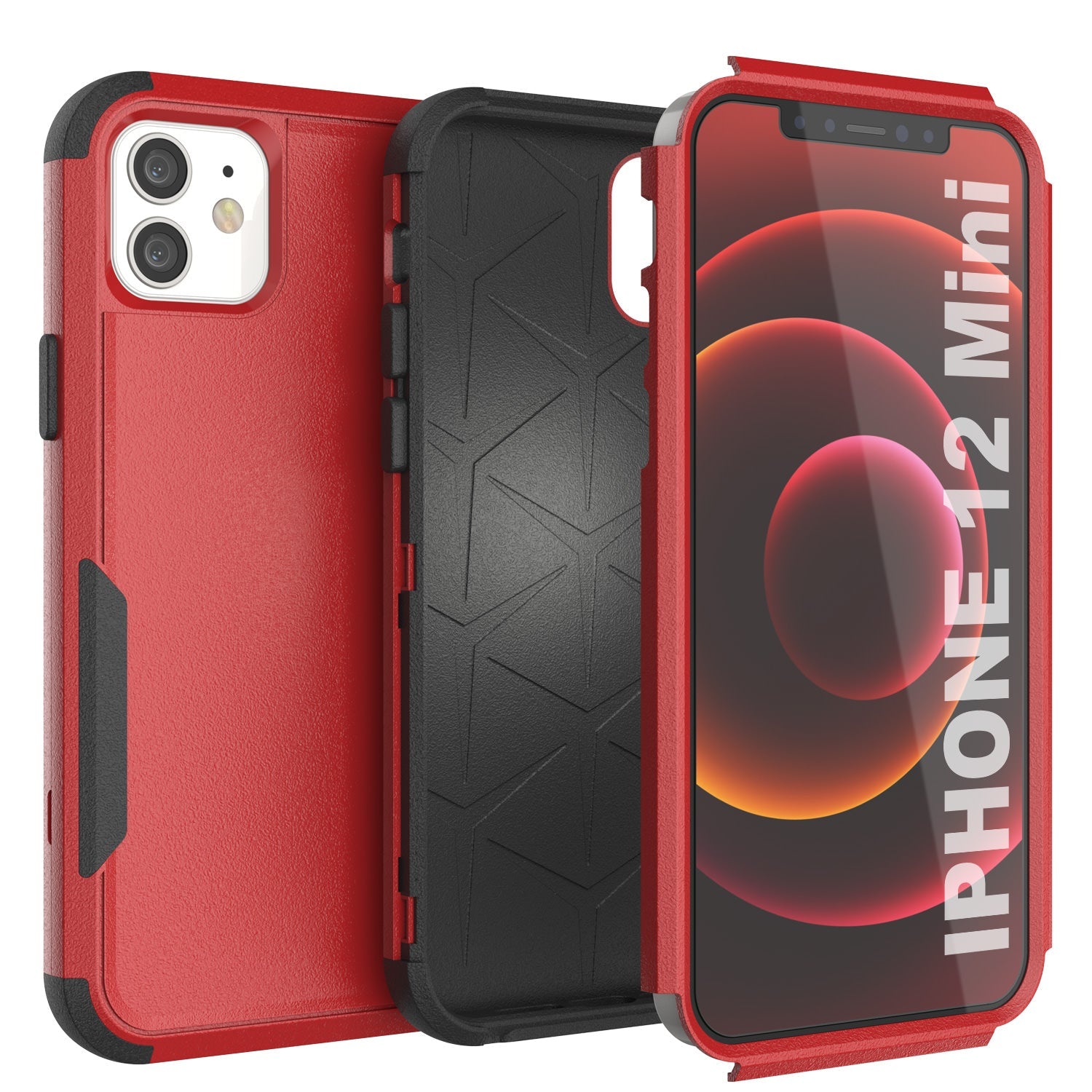 Punkcase for iPhone 12 Mini Belt Clip Multilayer Holster Case [Patron Series] [Red-Black]