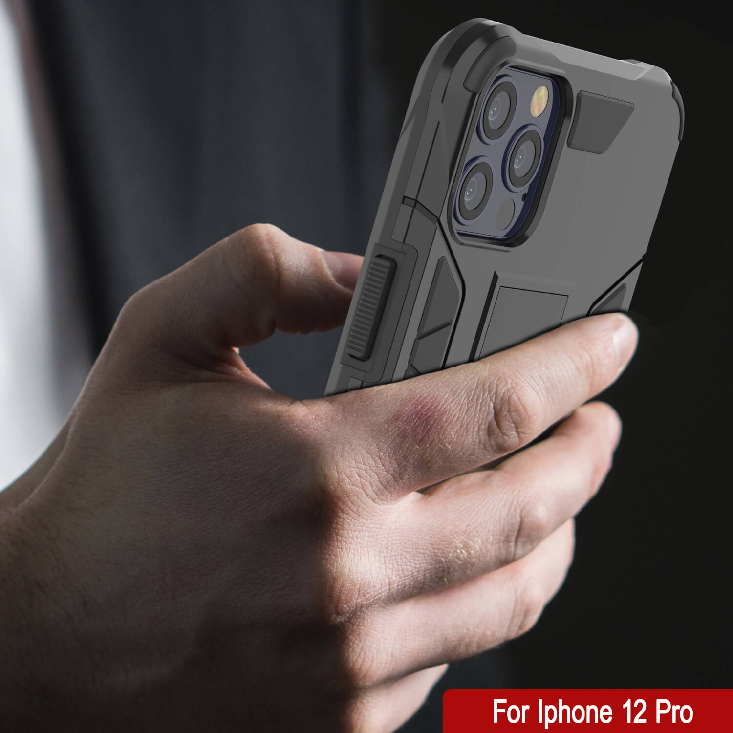 Capa Punkcase para iPhone 12 Pro [Série ArmorShield] Capa de camada dupla protetora estilo militar preta