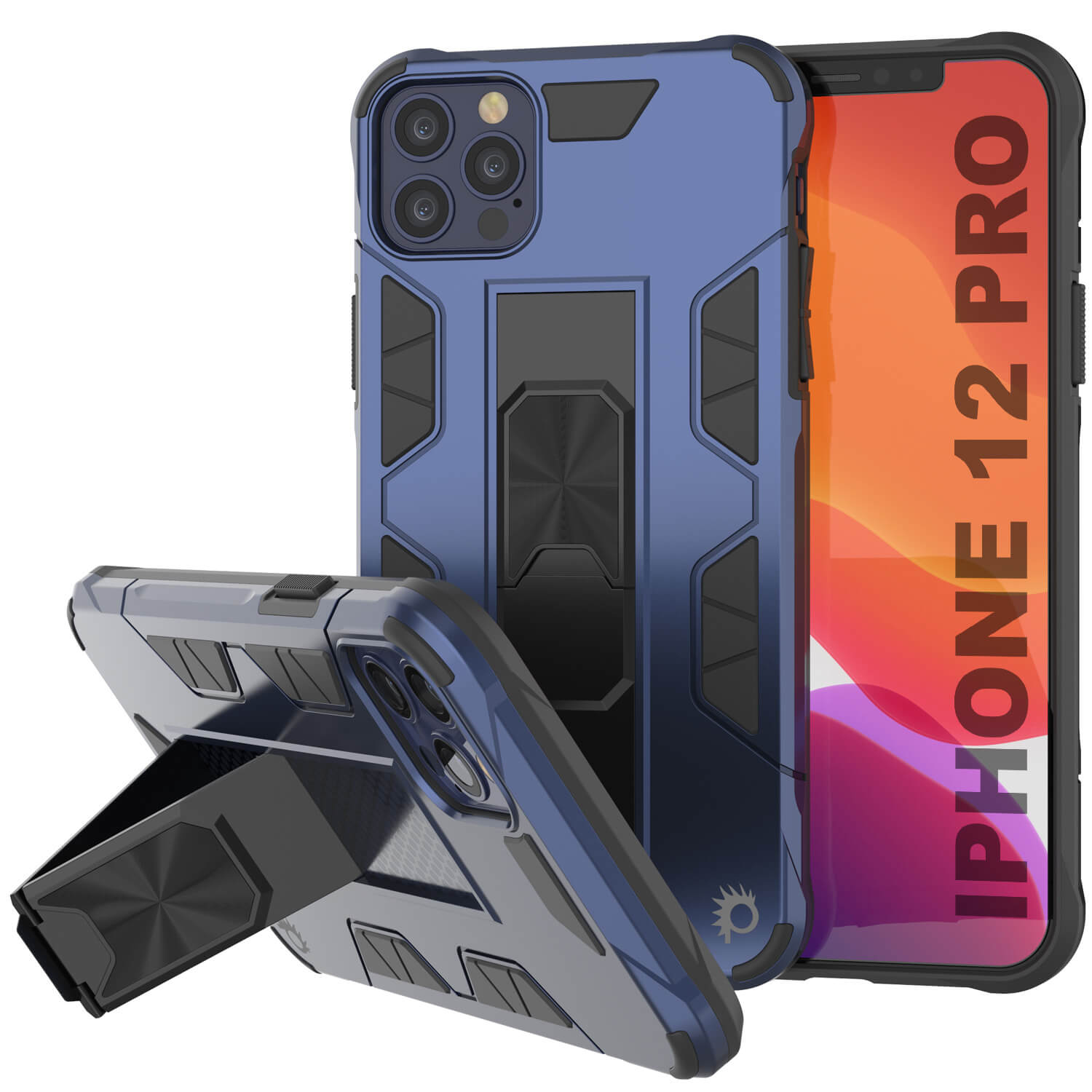Capa Punkcase para iPhone 12 Pro [Série ArmorShield] Capa Protetora Estilo Militar de Camada Dupla Azul Marinho