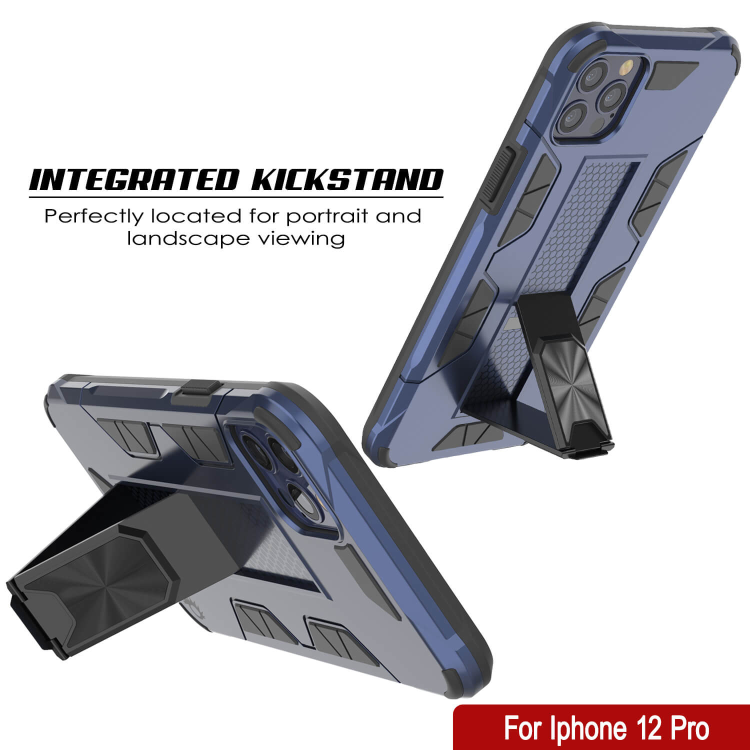 Capa Punkcase para iPhone 12 Pro [Série ArmorShield] Capa Protetora Estilo Militar de Camada Dupla Azul Marinho