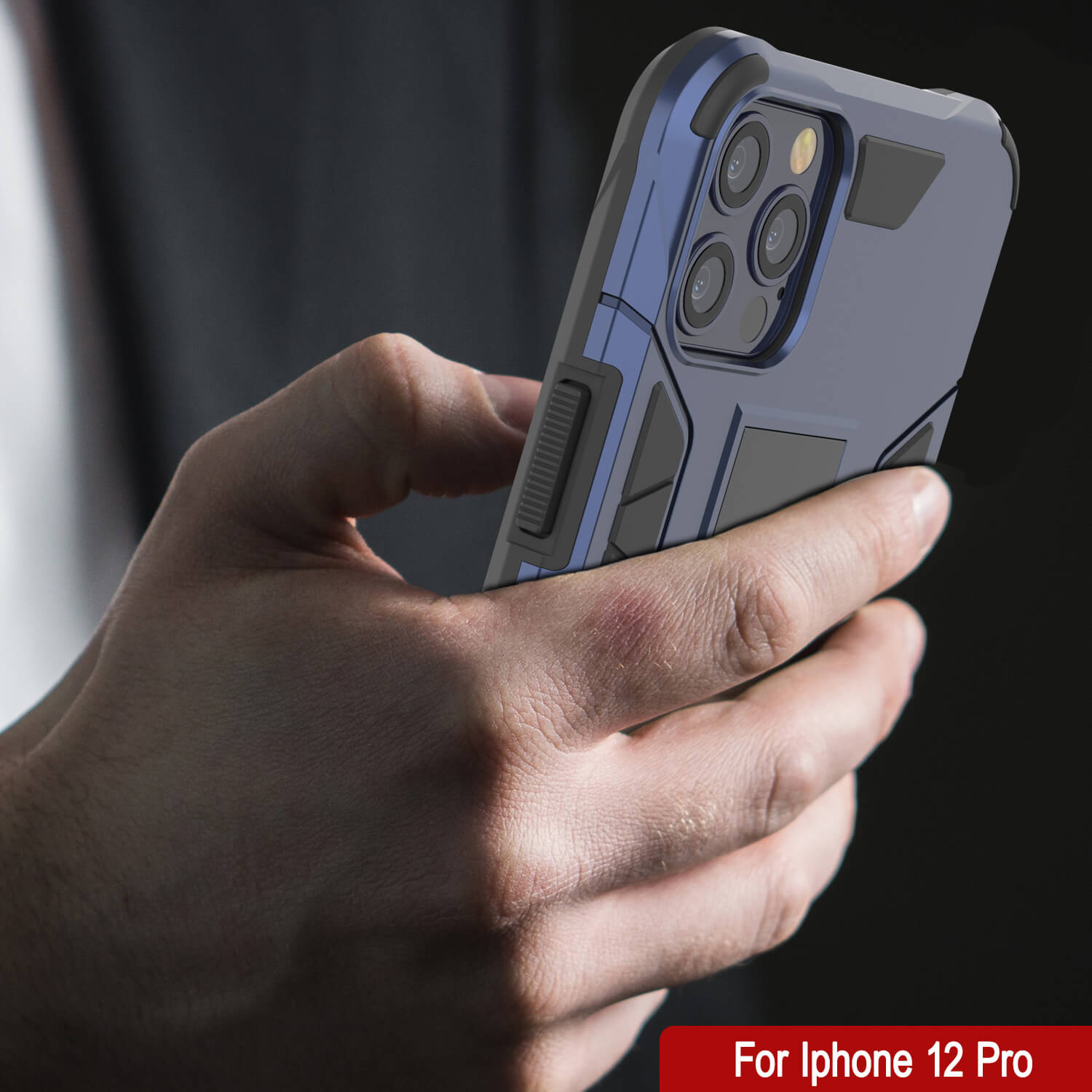 Capa Punkcase para iPhone 12 Pro [Série ArmorShield] Capa Protetora Estilo Militar de Camada Dupla Azul Marinho
