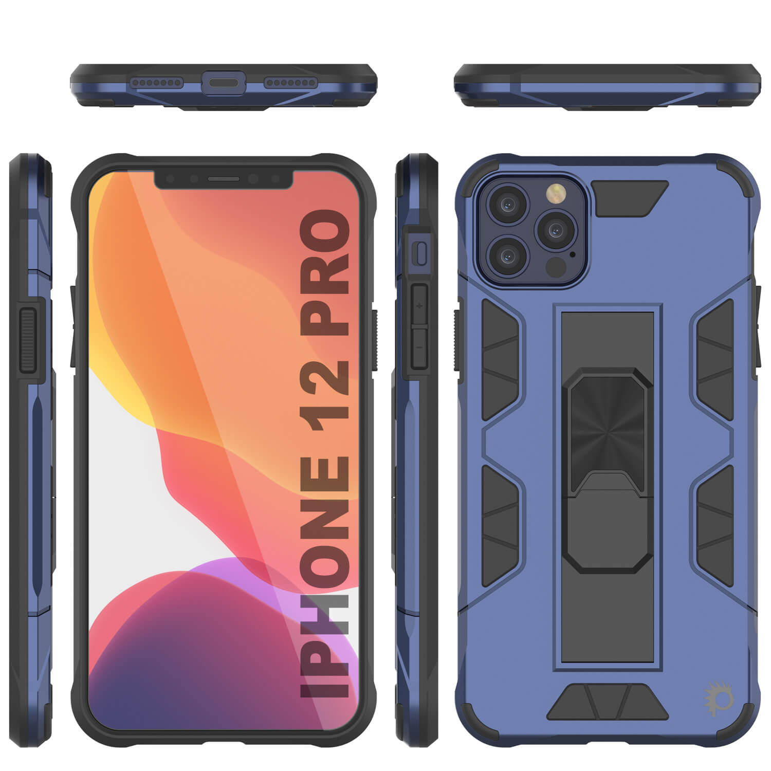 Capa Punkcase para iPhone 12 Pro [Série ArmorShield] Capa Protetora Estilo Militar de Camada Dupla Azul Marinho