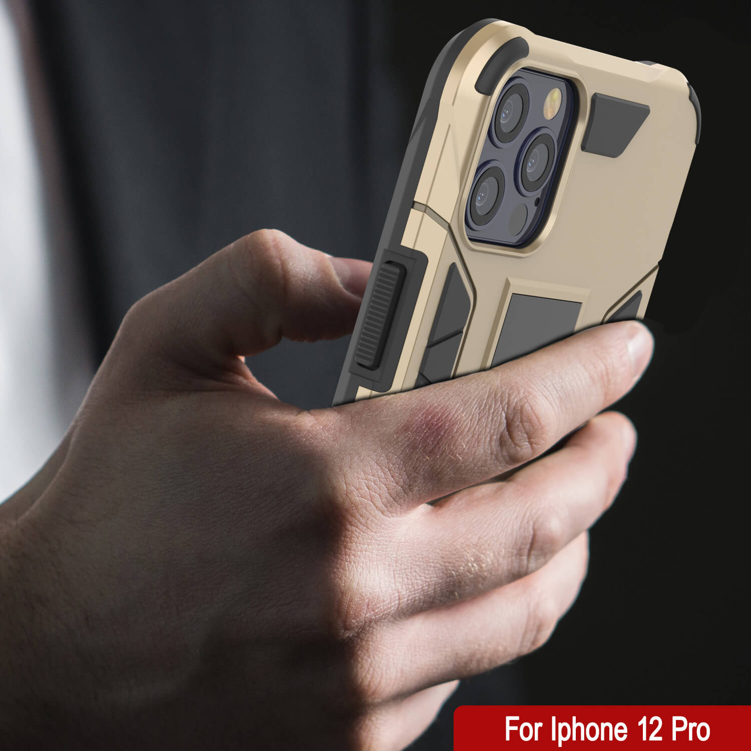 Capa Punkcase para iPhone 12 Pro [Série ArmorShield] Capa Protetora Estilo Militar de Camada Dupla Dourada