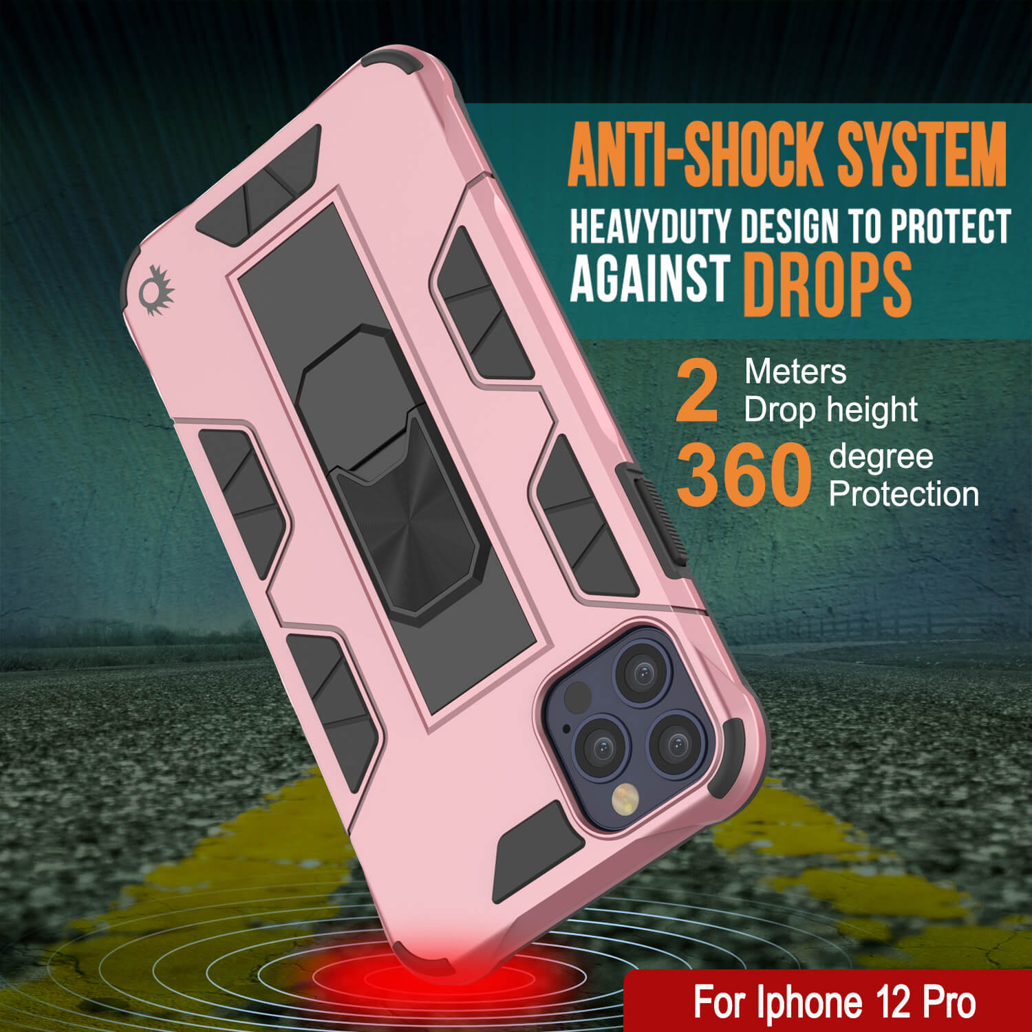 Capa Punkcase iPhone 12 Pro [Série ArmorShield] Estilo Militar Protetora de Dupla Camada Cor Rose-Gold