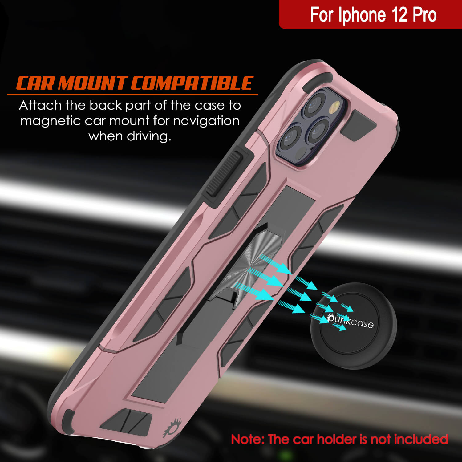 Capa Punkcase iPhone 12 Pro [Série ArmorShield] Estilo Militar Protetora de Dupla Camada Cor Rose-Gold