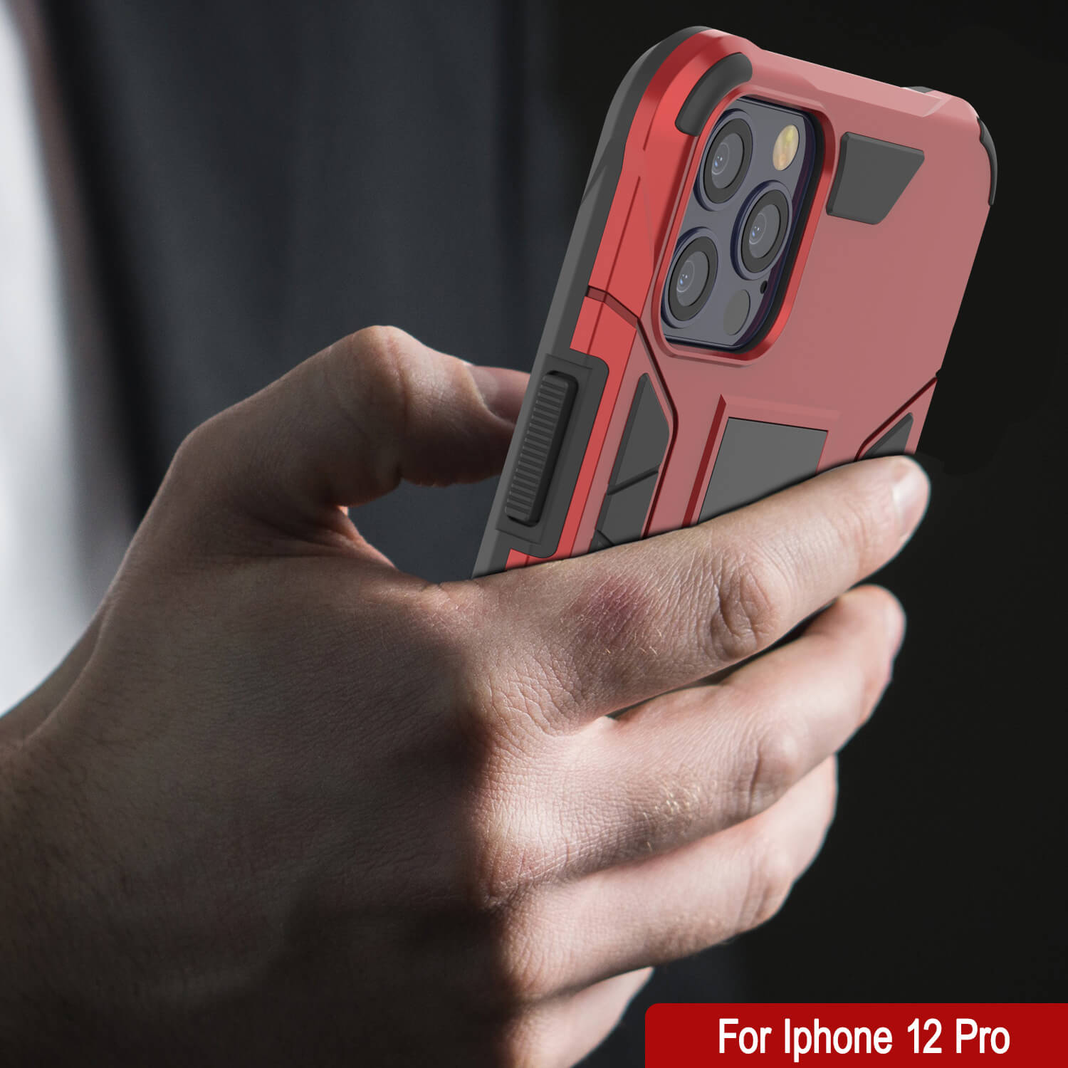 Capa Punkcase para iPhone 12 Pro [Série ArmorShield] Capa Protetora Estilo Militar de Dupla Camada Vermelha