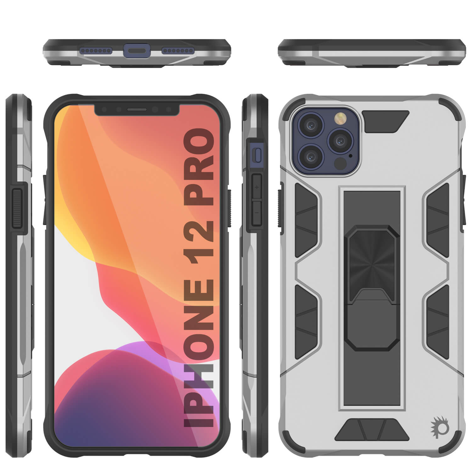 Capa Punkcase para iPhone 12 Pro [Série ArmorShield] Estilo Militar, Case Protetora de Dupla Camada Prateada