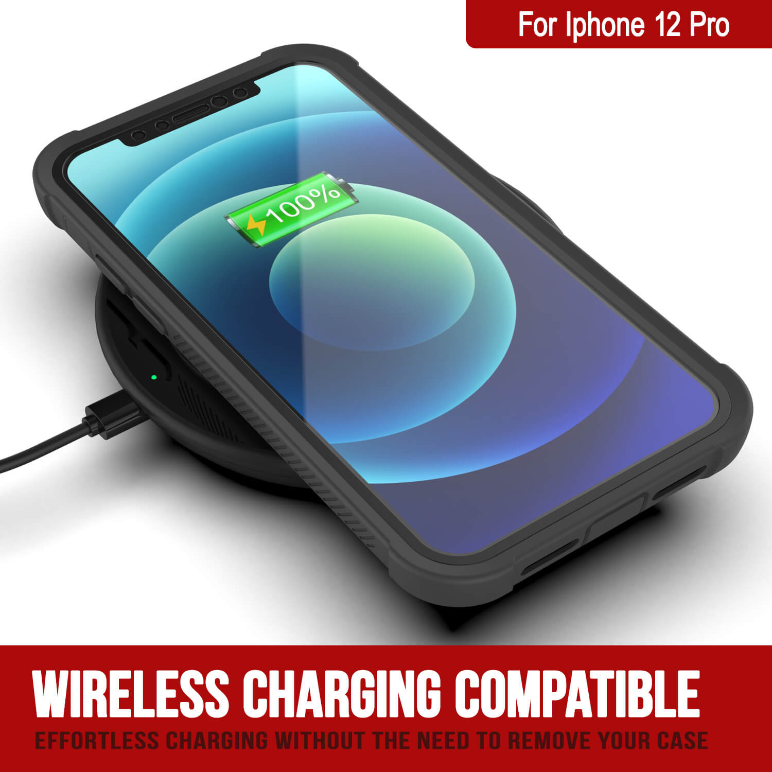 Capa PunkCase iPhone 12 Pro, Série Spartan, Cobertura Resistente Transparente com Protetor de Tela Embutido [Preto]