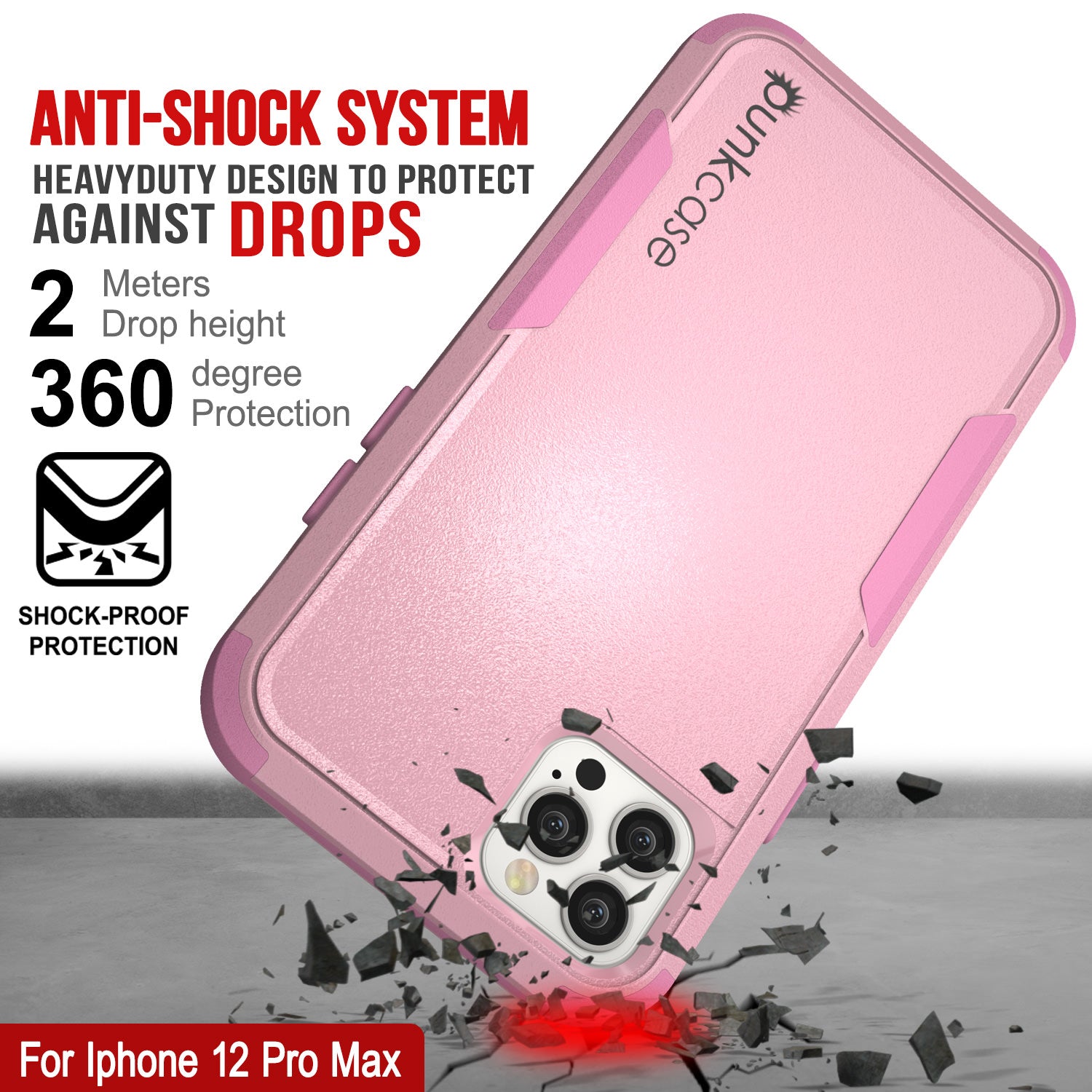 Punkcase for iPhone 12 Pro Max Belt Clip Multilayer Holster Case [Patron Series] [Pink] (Color in image: Navy)
