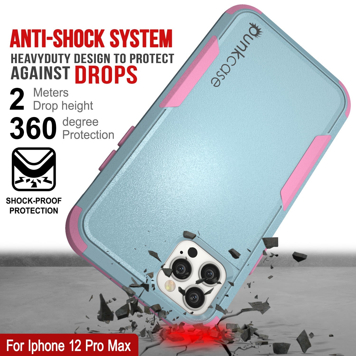 Punkcase for iPhone 12 Pro Max Belt Clip Multilayer Holster Case [Patron Series] [Mint-Pink] (Color in image: Mint)