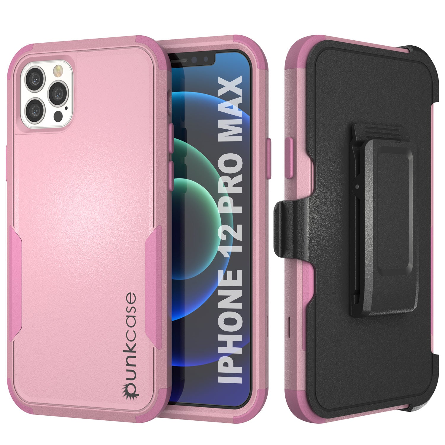 Punkcase for iPhone 12 Pro Max Belt Clip Multilayer Holster Case [Patron Series] [Pink] (Color in image: Red-Black)