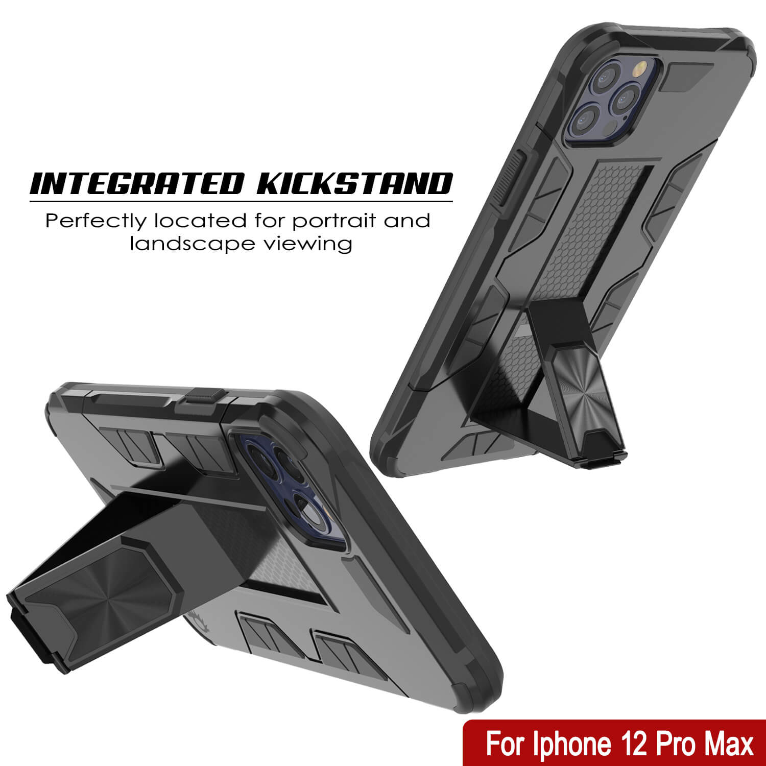 Capa Punkcase para iPhone 12 Pro Max [Série ArmorShield] estilo militar protetora de dupla camada - Preta