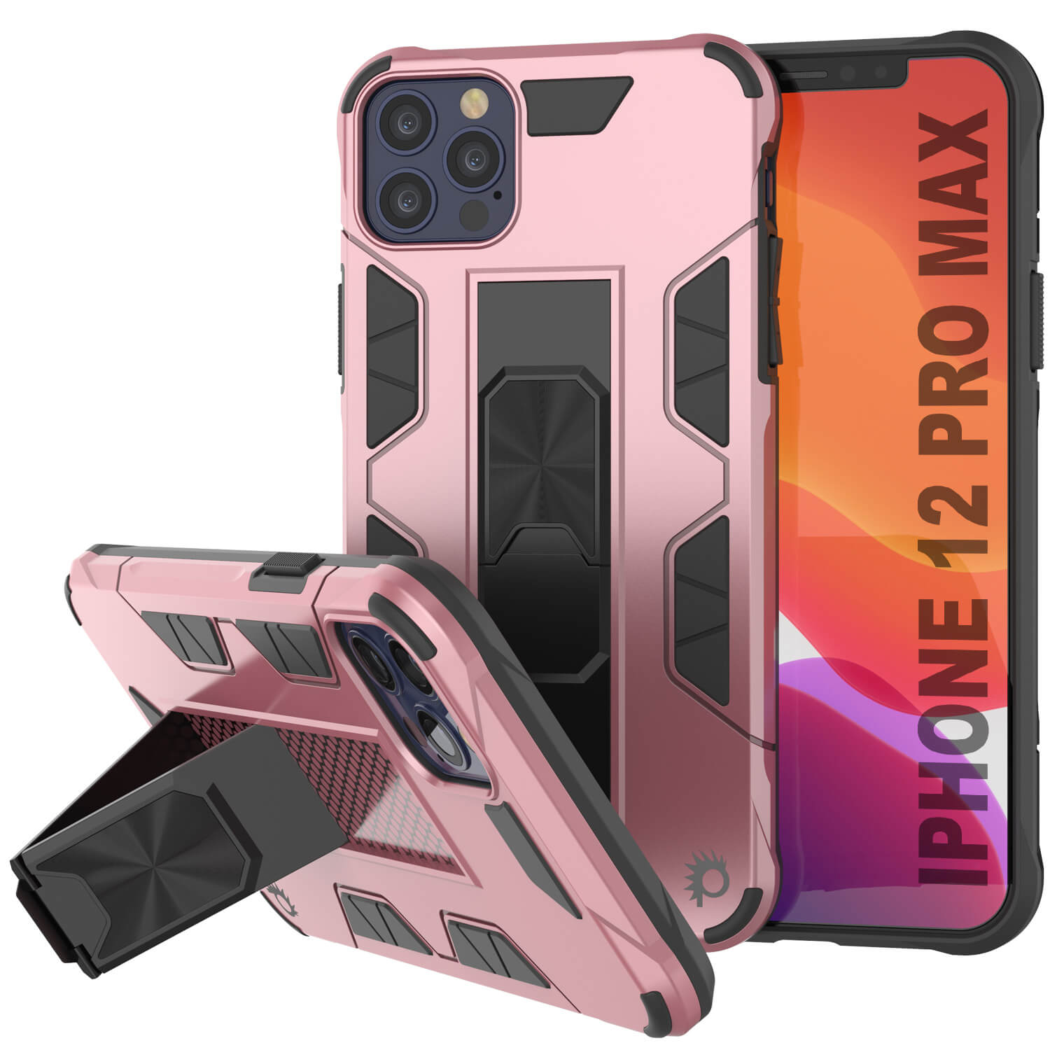 Capa Punkcase para iPhone 12 Pro Max [Série ArmorShield] Estilo Militar Capa Protetora de Dupla Camada Cor Rose-Gold.