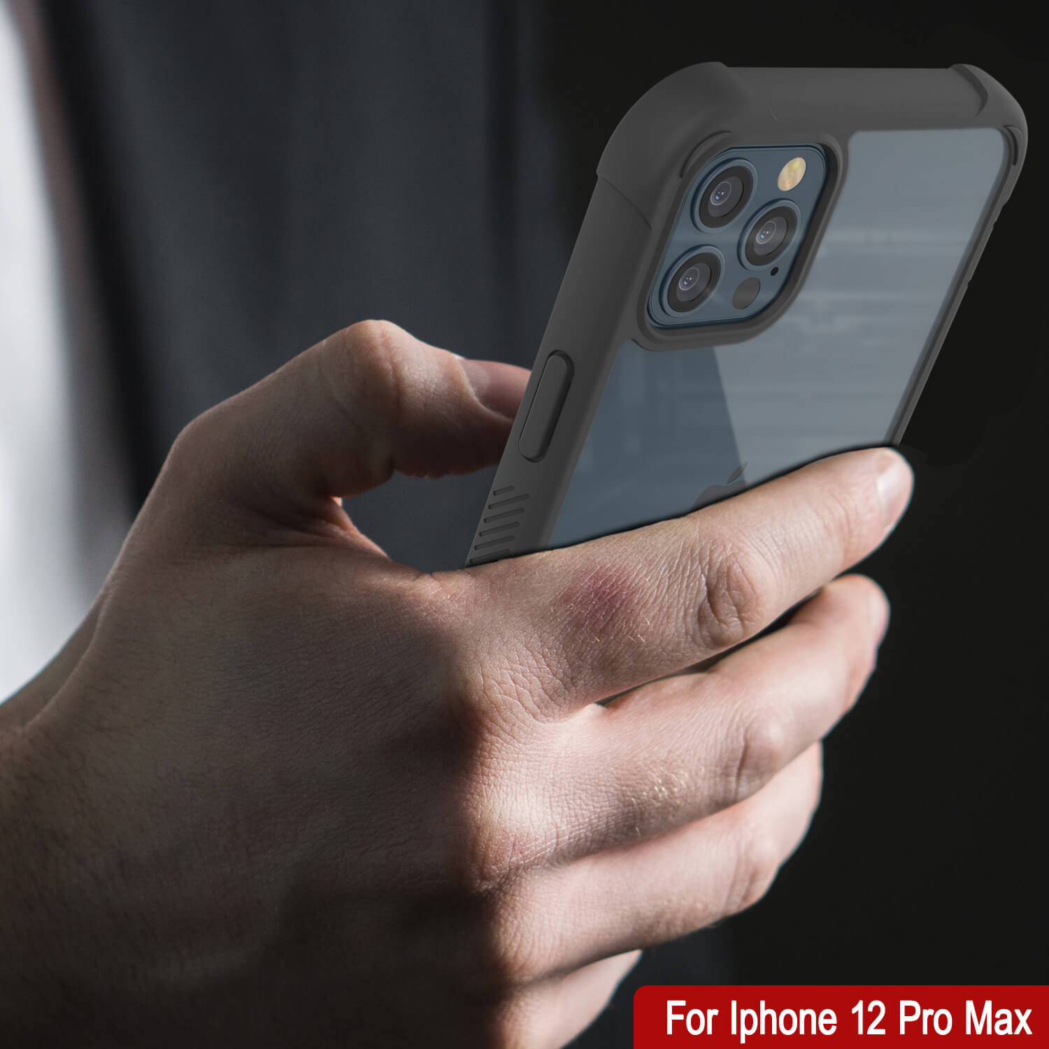 Capa PunkCase para iPhone 12 Pro Max, [Série Espartana] Capa Resistente Clara e Resistente com Protetor de Tela Integrado [Preto]