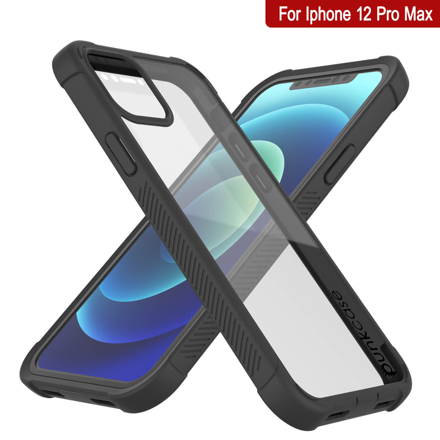 Capa PunkCase para iPhone 12 Pro Max, [Série Espartana] Capa Resistente Clara e Resistente com Protetor de Tela Integrado [Preto]